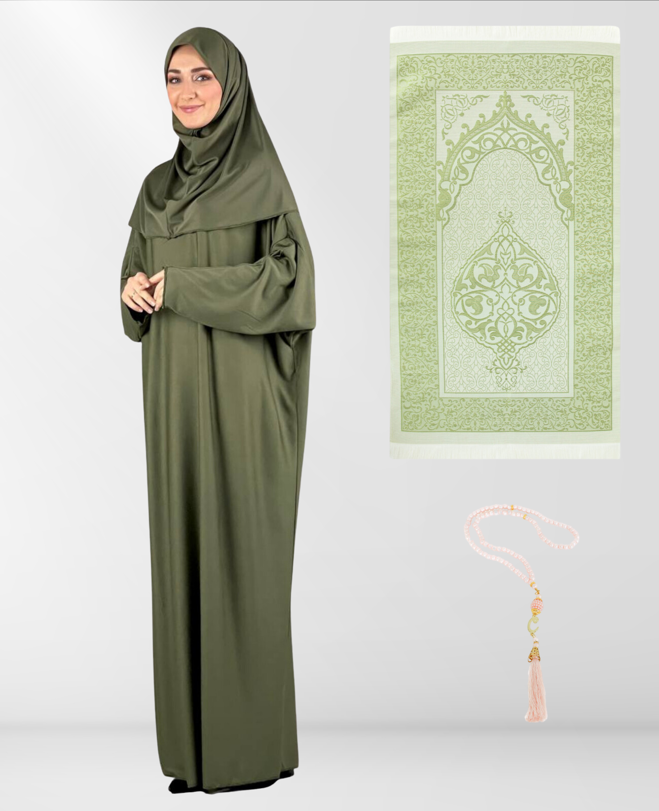 Women Prayer Dress With Hijab Rug Tasbih Muslim Set Islamic Clothes Abaya Jilbab Dubai Kaftan For Eid Ramadan