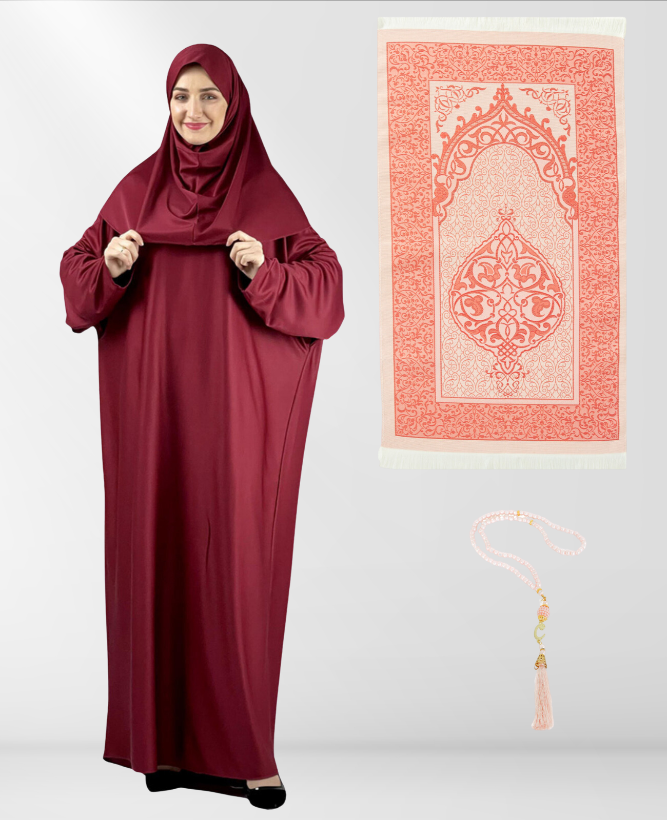 Women Prayer Dress With Hijab Rug Tasbih Muslim Set Islamic Clothes Abaya Jilbab Dubai Kaftan For Eid Ramadan