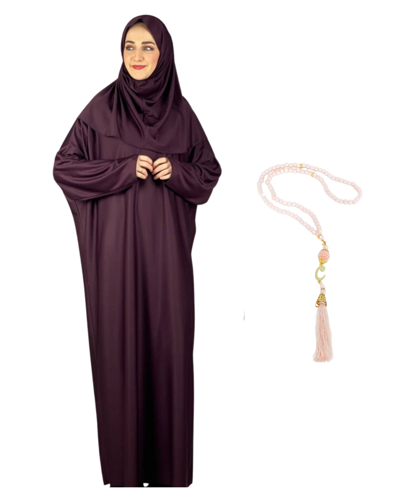 Women Prayers Clothes with Hijab Muslim Outfits Long Robe Abaya Turkish Islamic Dresses Dubai Kaftan with Rosary