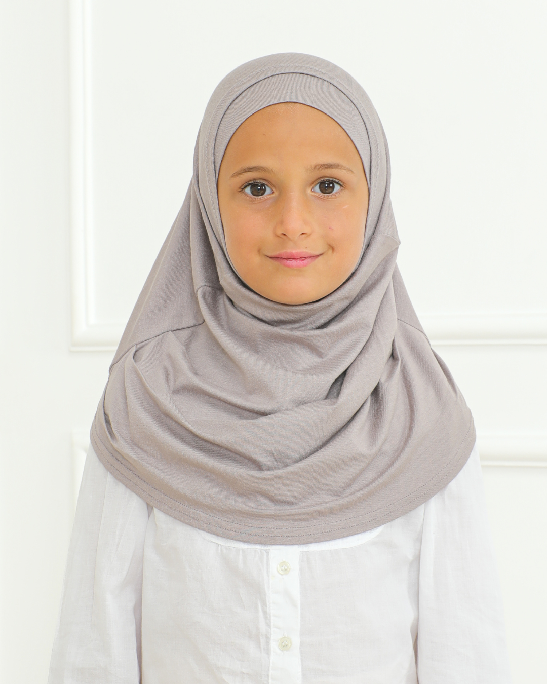 Easy To Wear Hijab For Girls Muslim Scarf for Kids - Light Mink