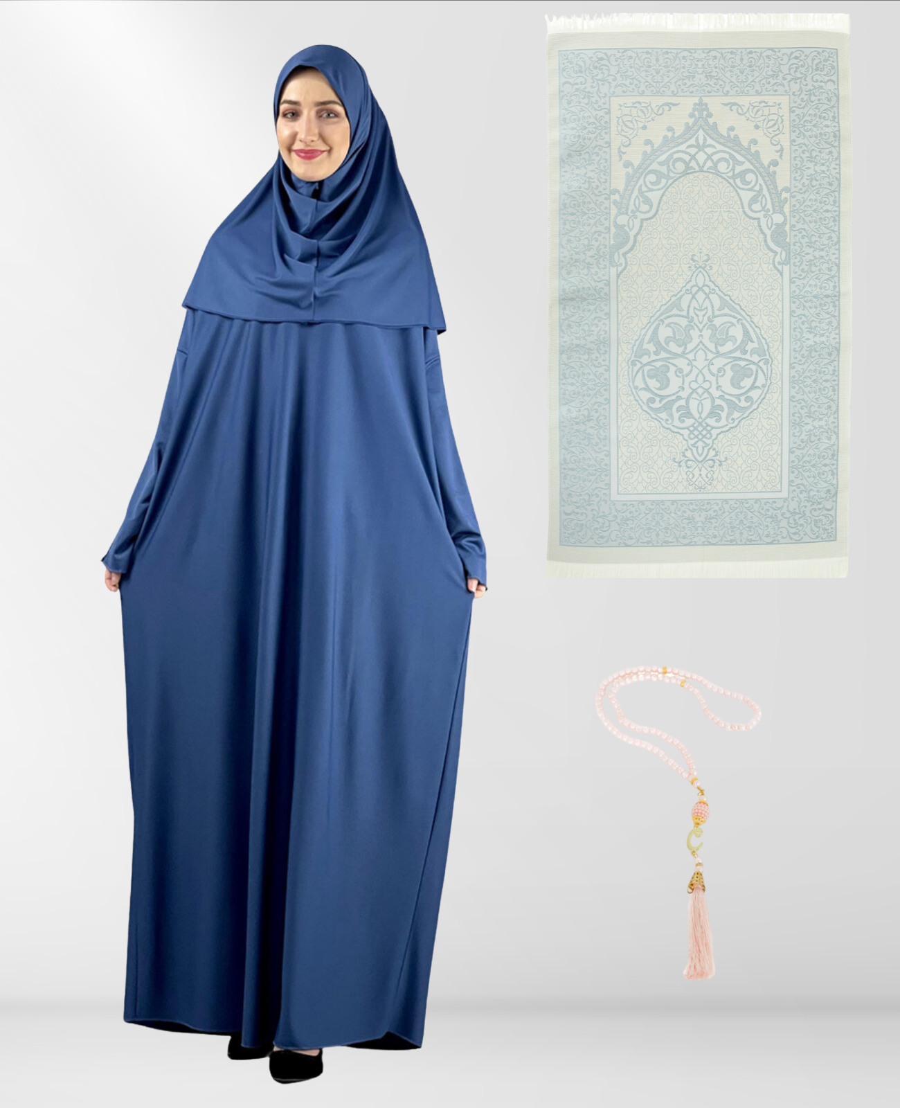 Women Prayer Dress With Hijab Rug Tasbih Muslim Set Islamic Clothes Abaya Jilbab Dubai Kaftan For Eid Ramadan