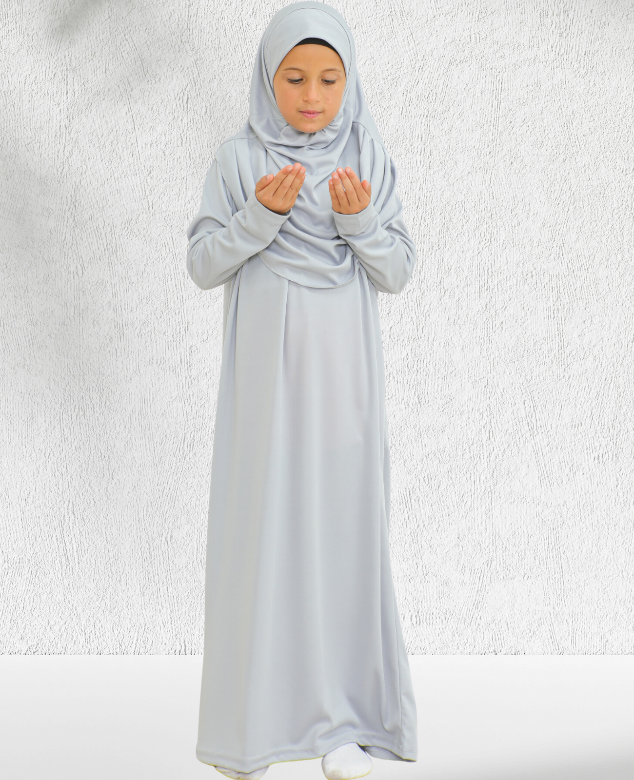 Kids Prayer Dress Muslim Clothes for Girls Long Sleeve Abaya with Hijab Two Piece Maxi Islamic Set Scarf Kaftan Jilbab