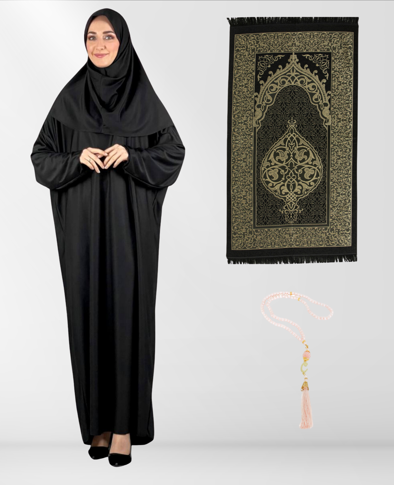 Women Prayer Dress With Hijab Rug Tasbih Muslim Set Islamic Clothes Abaya Jilbab Dubai Kaftan For Eid Ramadan