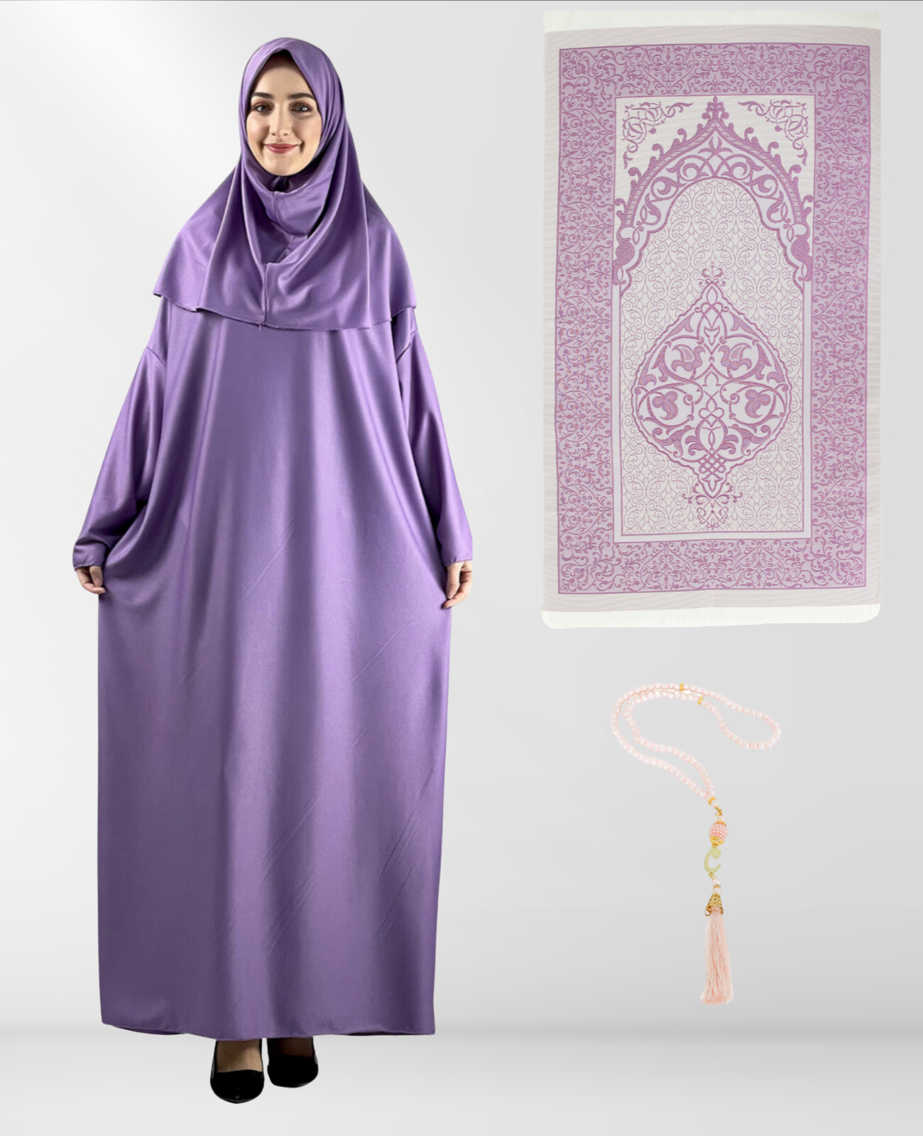 Women Prayer Dress With Hijab Rug Tasbih Muslim Set Islamic Clothes Abaya Jilbab Dubai Kaftan For Eid Ramadan