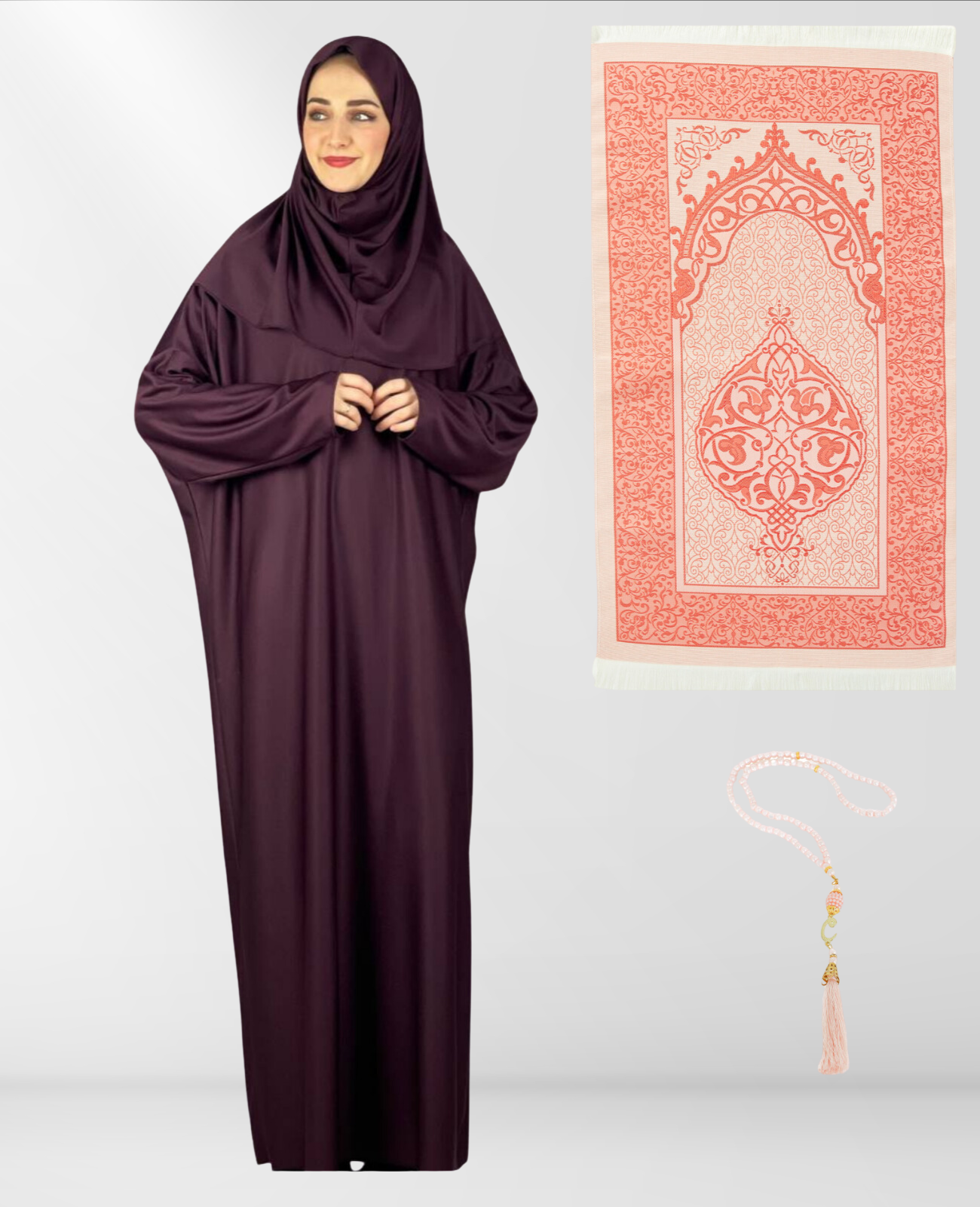 Women Prayer Dress With Hijab Rug Tasbih Muslim Set Islamic Clothes Abaya Jilbab Dubai Kaftan For Eid Ramadan