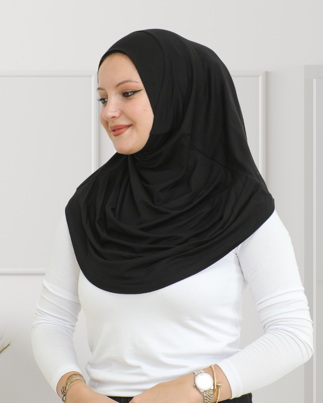 Plain Ready To Wear Hijab for Women - Black