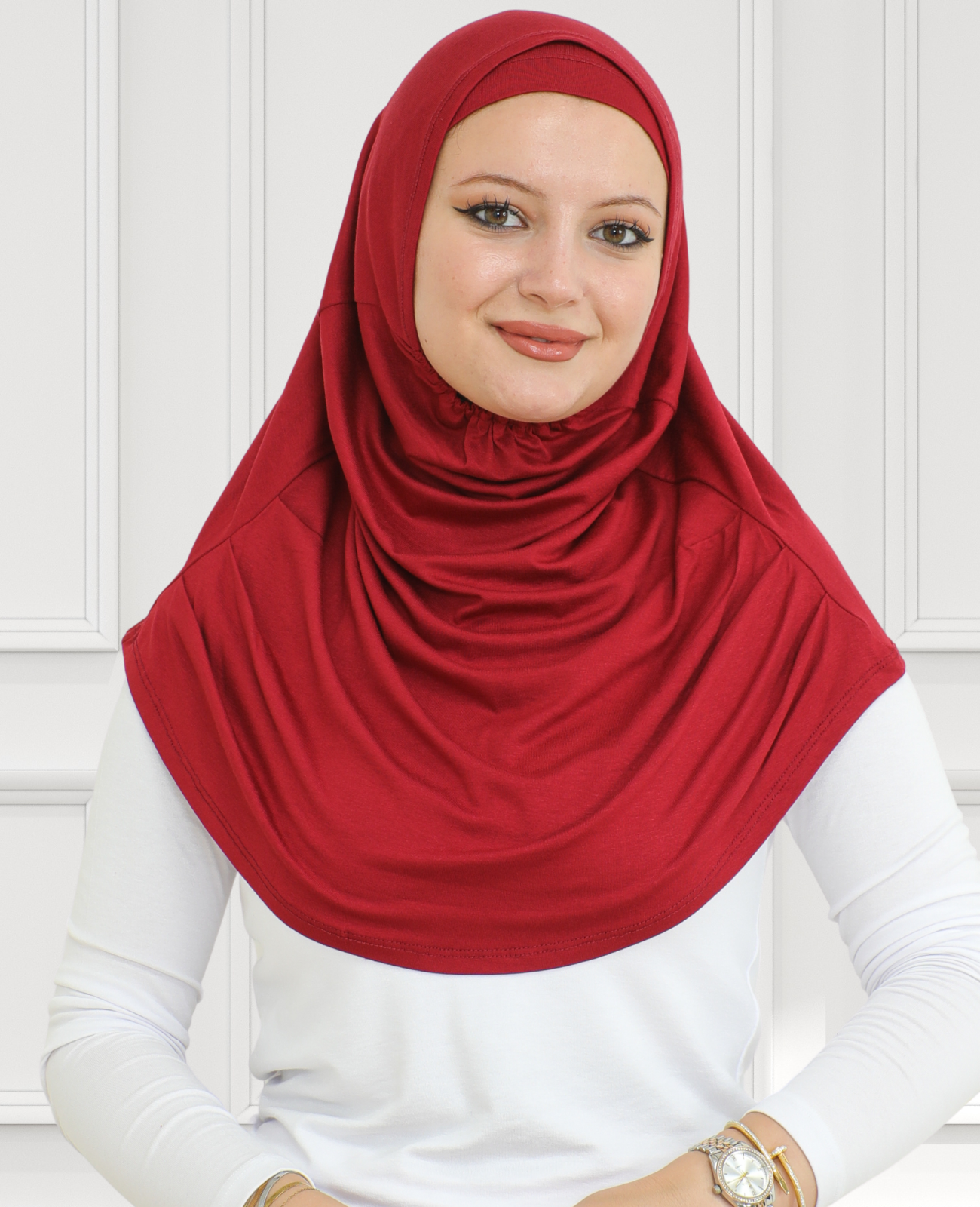 Chic Ready To Wear Hijab For Women Muslim Long Turban Undercap Set Burgundy