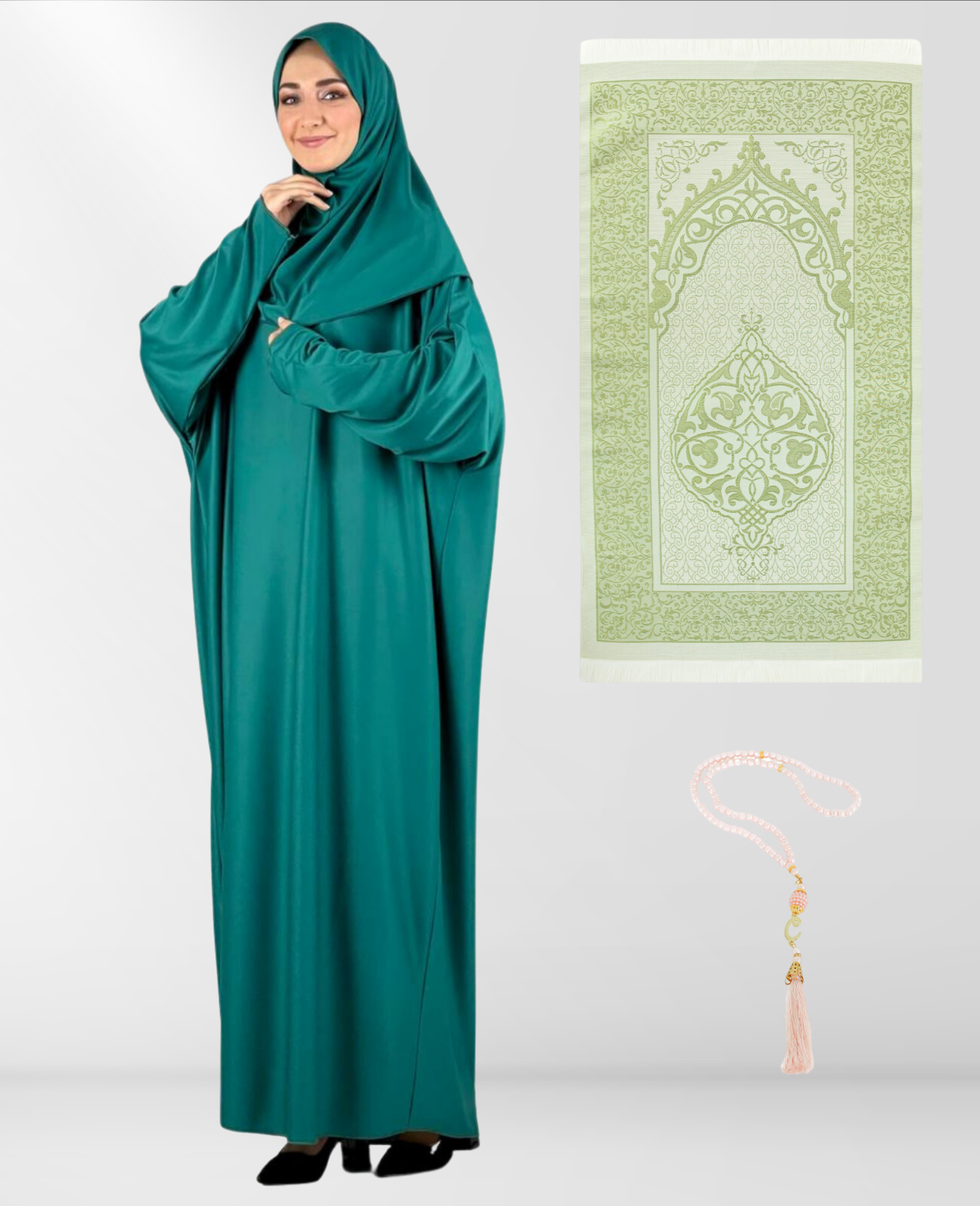 Women Prayer Dress With Hijab Rug Tasbih Muslim Set Islamic Clothes Abaya Jilbab Dubai Kaftan For Eid Ramadan