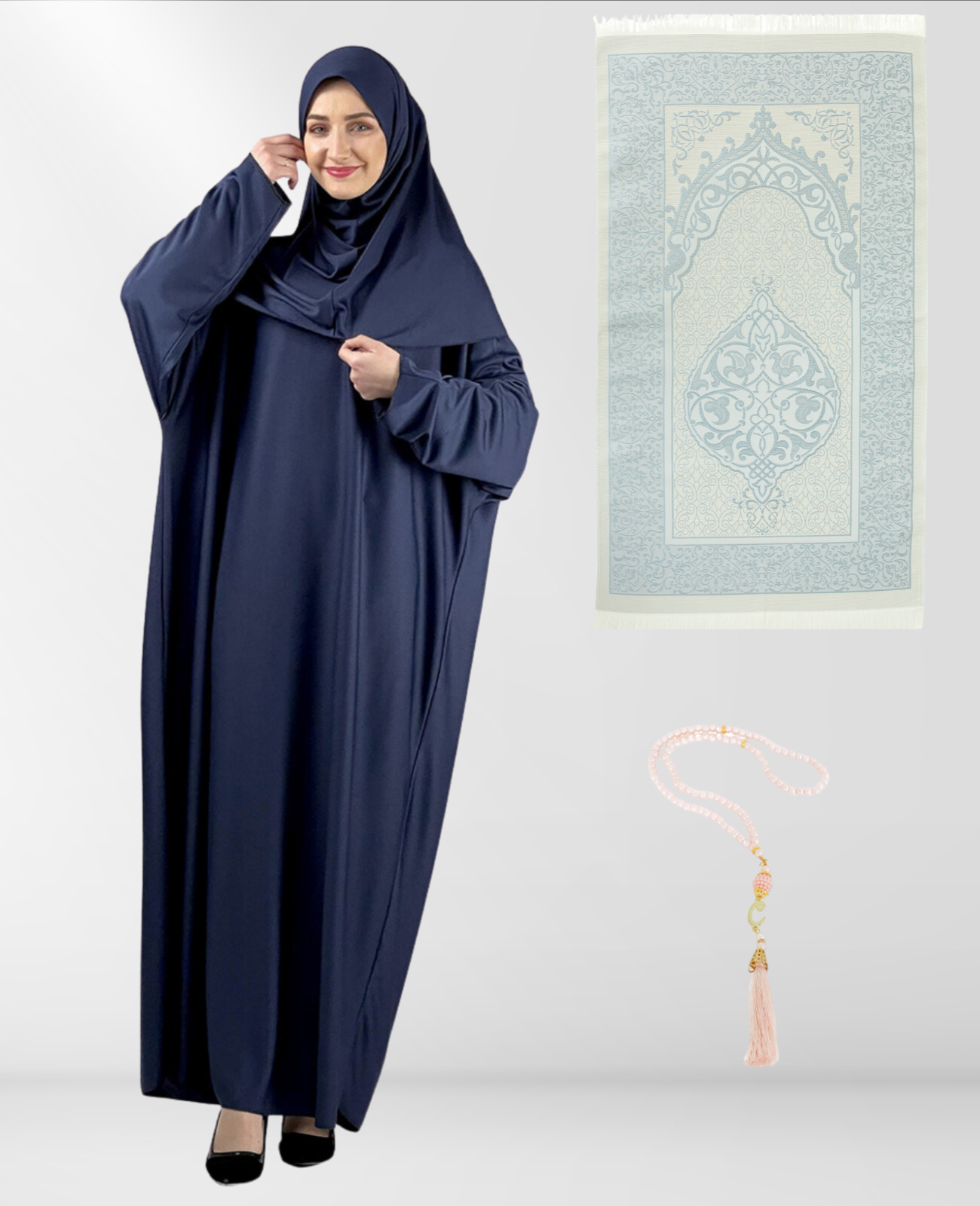 Women Prayer Dress With Hijab Rug Tasbih Muslim Set Islamic Clothes Abaya Jilbab Dubai Kaftan For Eid Ramadan