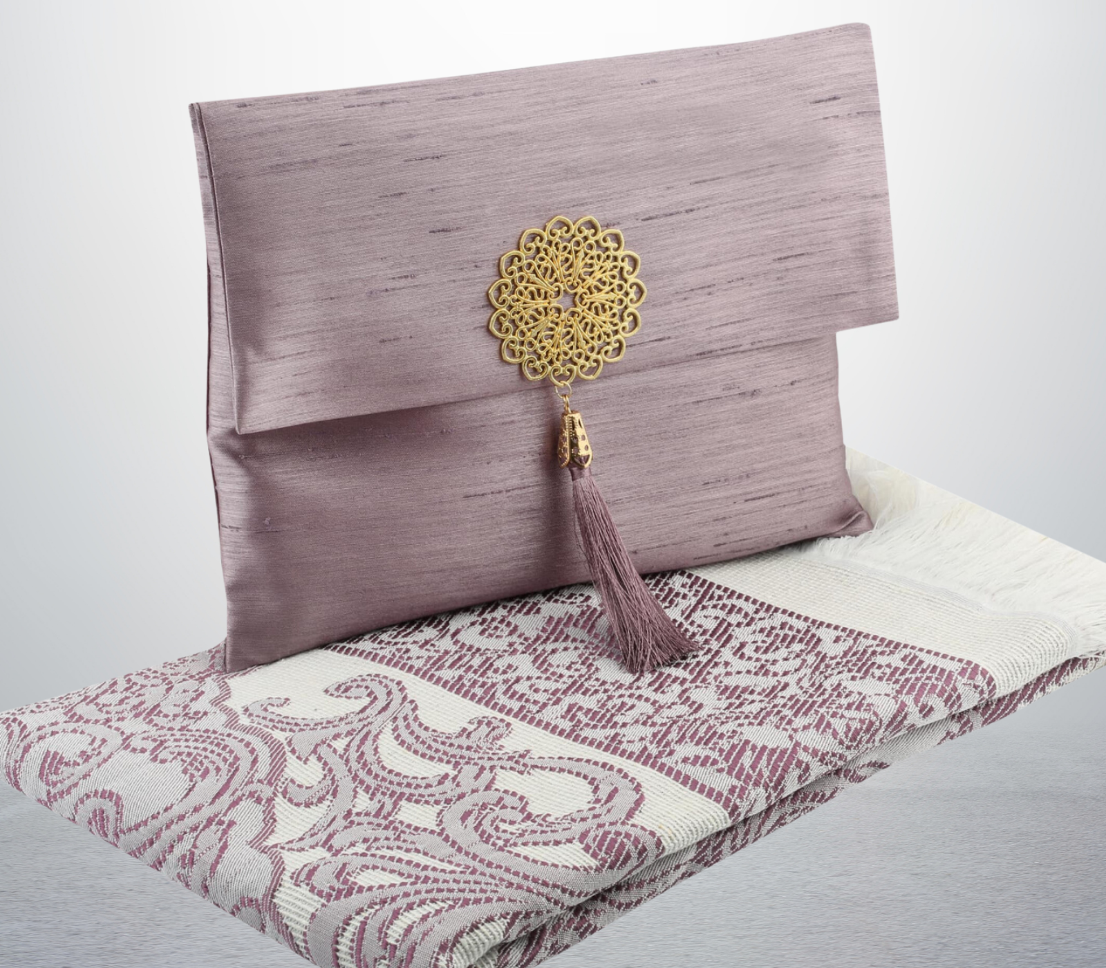 Muslim Prayer Rug With Tasbih and Portable Bag - Lila