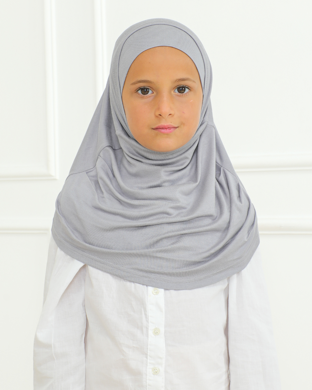 Easy To Wear Hijab For Girls Muslim Scarf for Kids - Grey