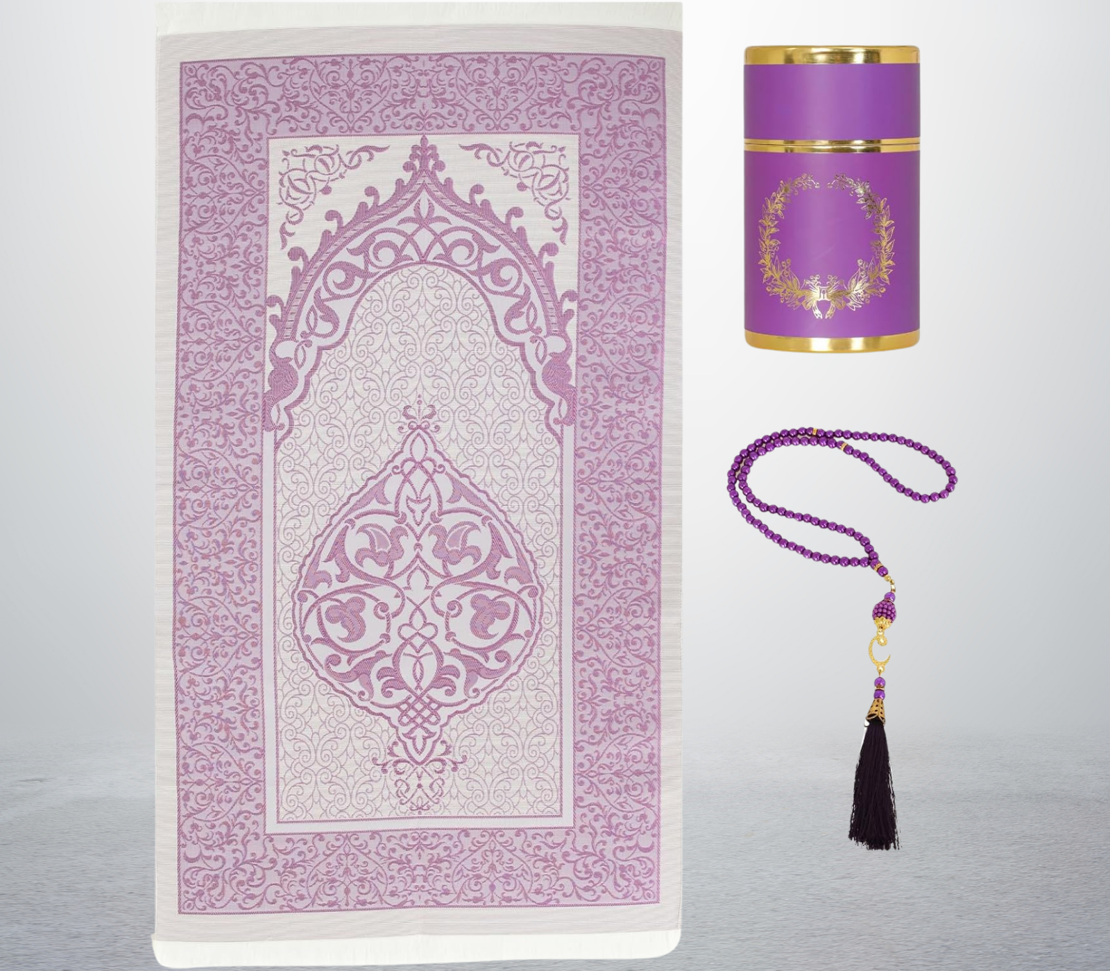 Muslim Prayer Rug With Tasbih For Islamic Gifts, Portable Islam Gift Box