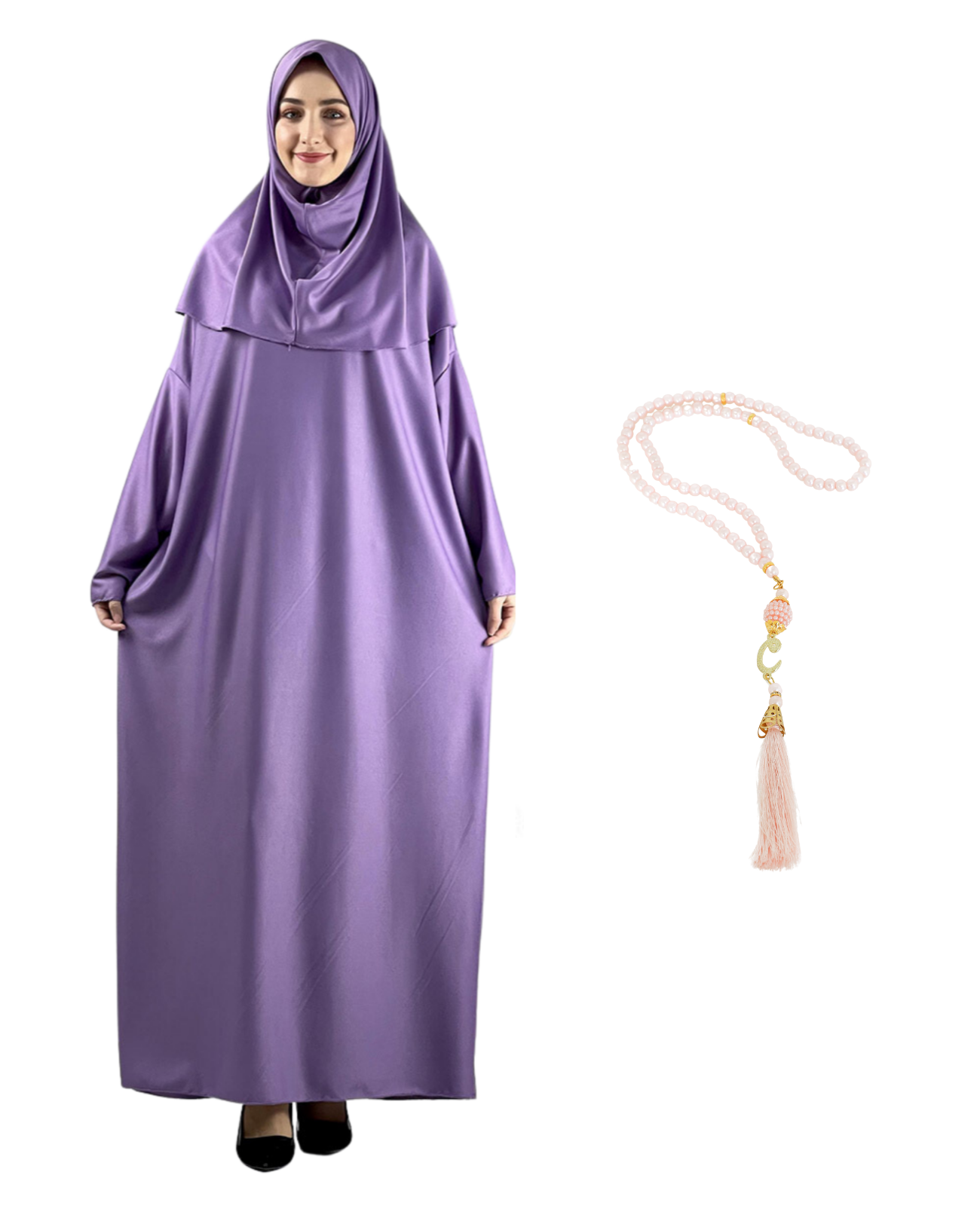 Women Prayers Clothes with Hijab Muslim Outfits Long Robe Abaya Turkish Islamic Dresses Dubai Kaftan with Rosary