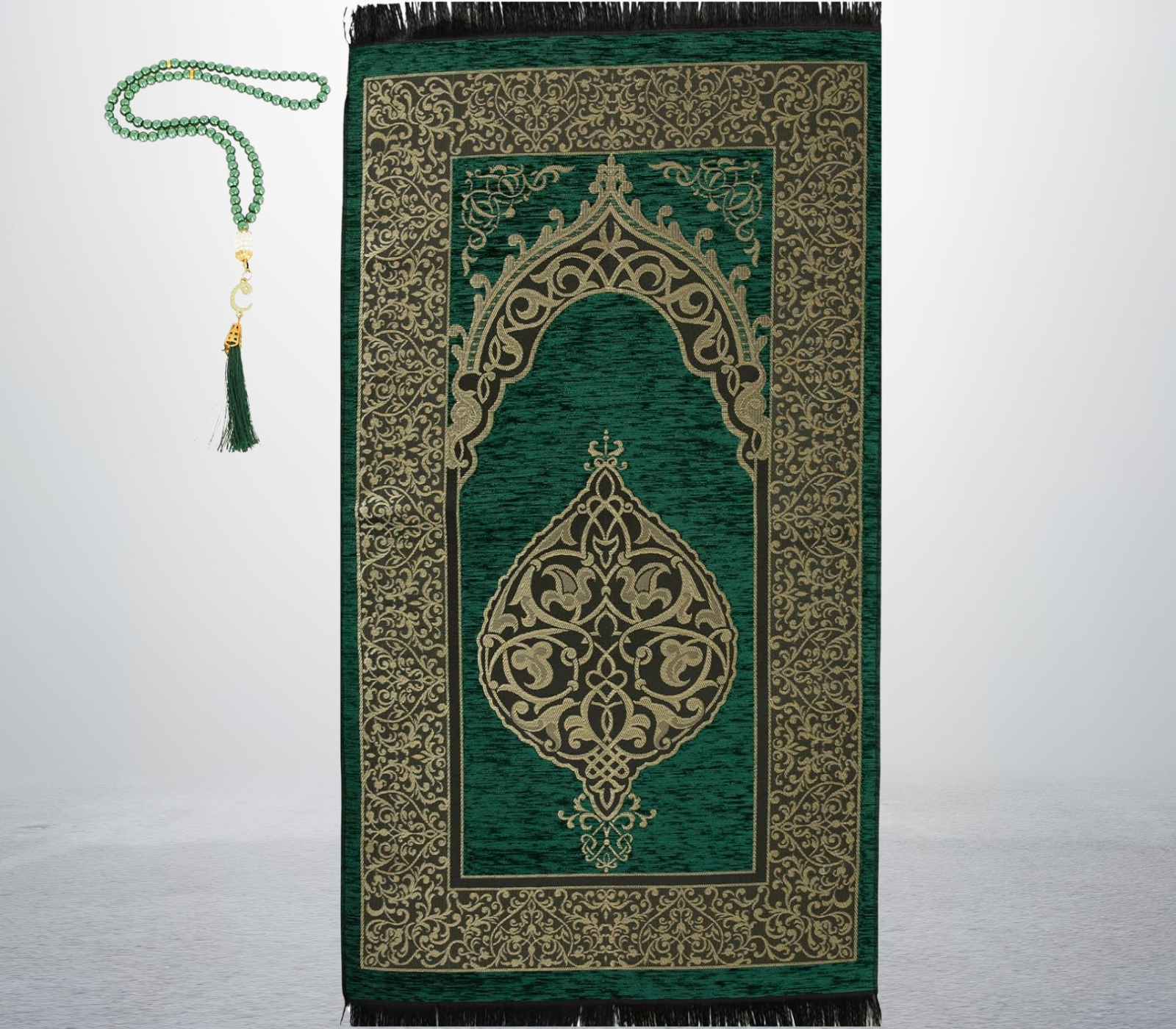 Prayer Rug With Tasbih | Muslim Carpet | Praying Mat With Prayer Beads