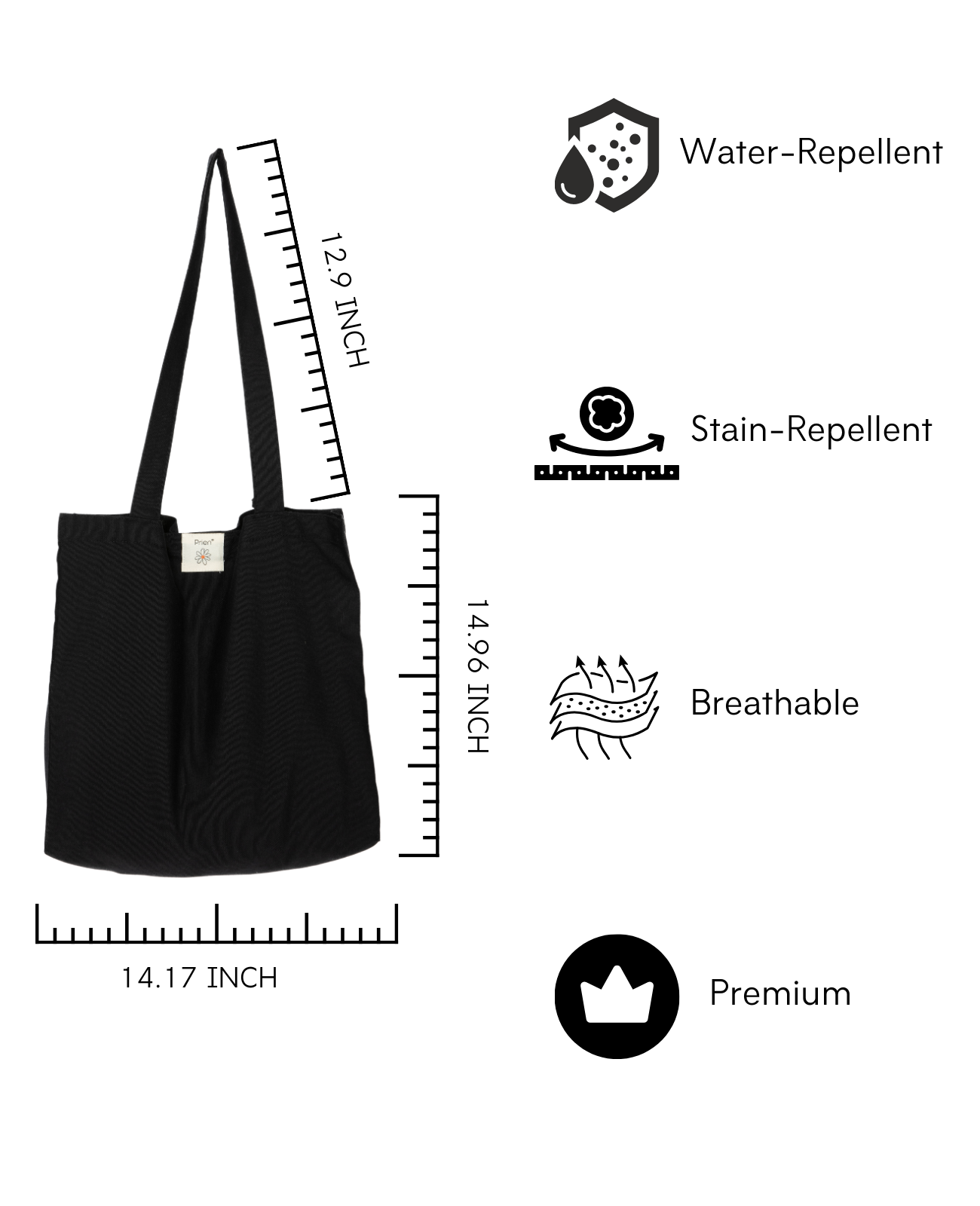 Cotton Tote Bag for Women - Black