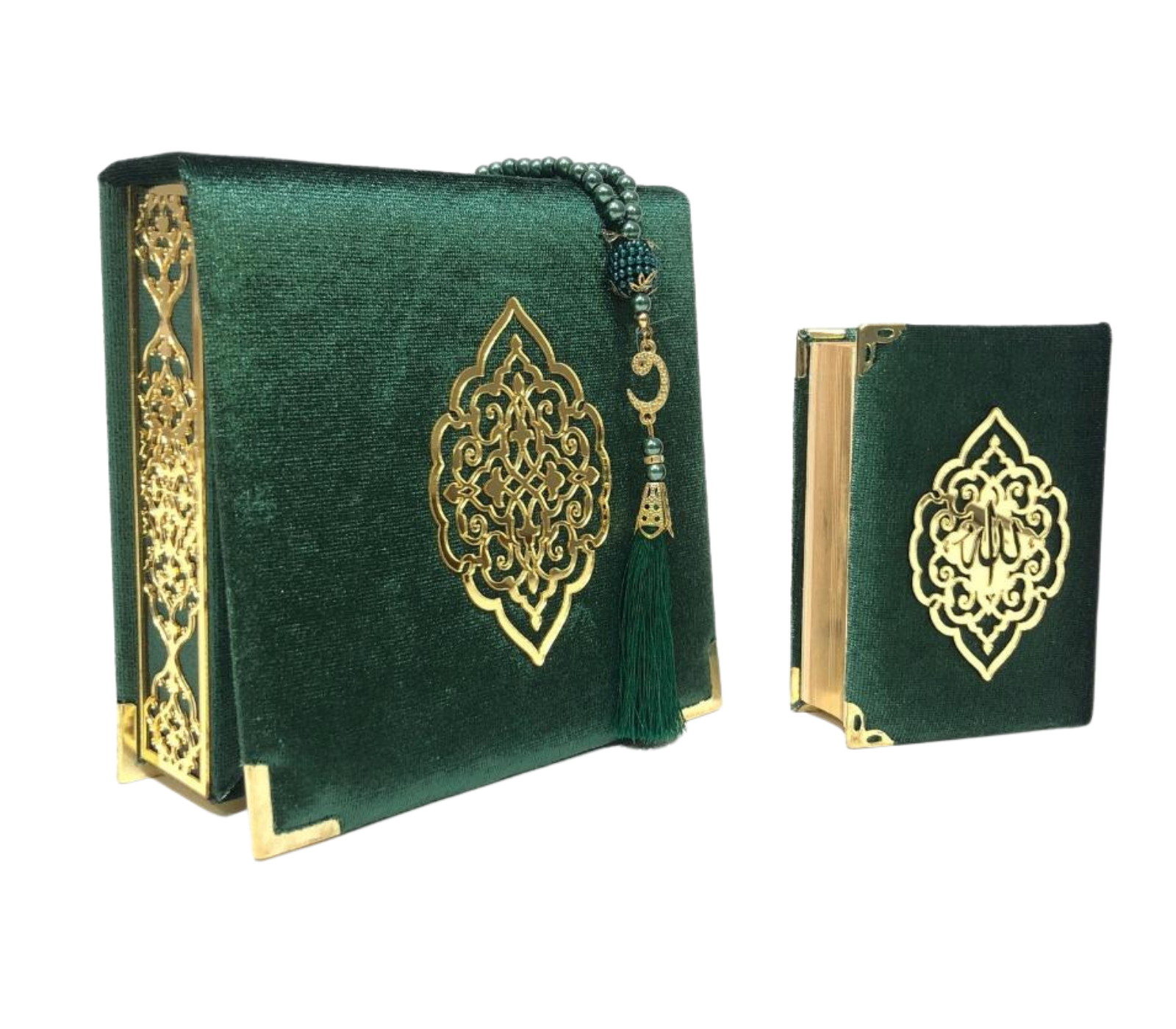 Velvet Quran Pearl Prayer Bead Set, Islamic Gifts for Eid Ramadan, Portable Box