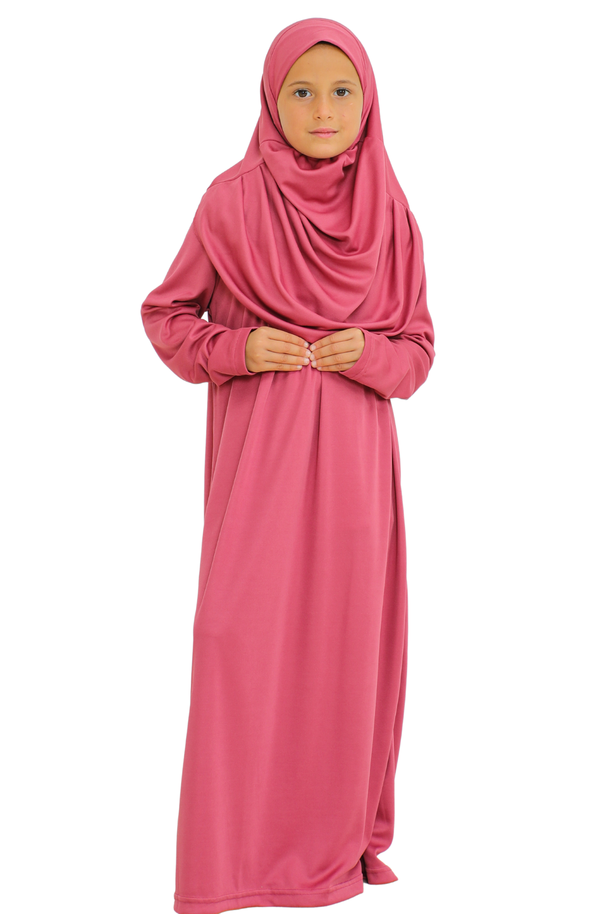 Kids Prayer Dress Muslim Clothes for Girls Long Sleeve Abaya with Hijab Two Piece Maxi Islamic Set Scarf Kaftan Jilbab