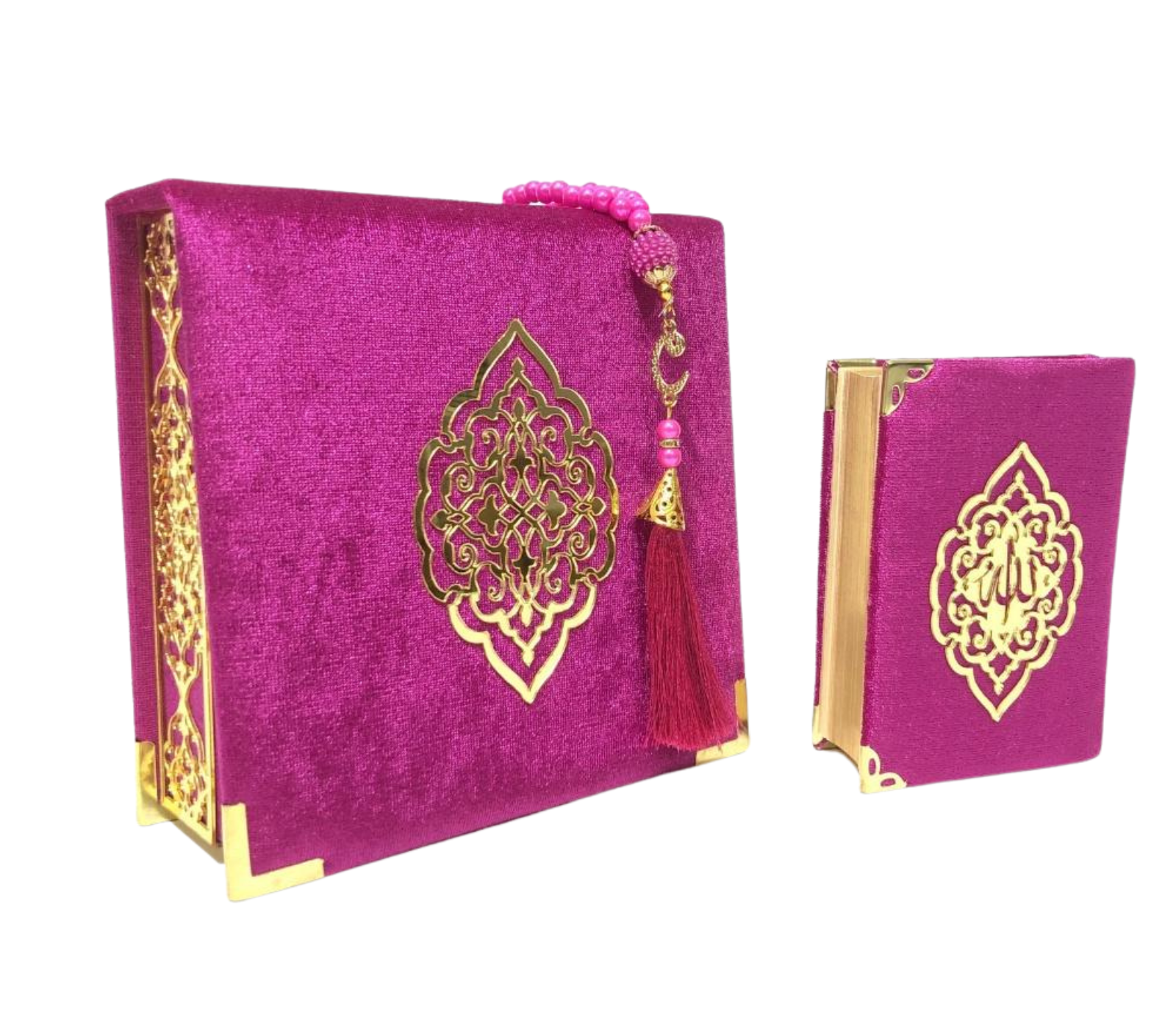 Velvet Quran Pearl Prayer Bead Set, Islamic Gifts for Eid Ramadan, Portable Box