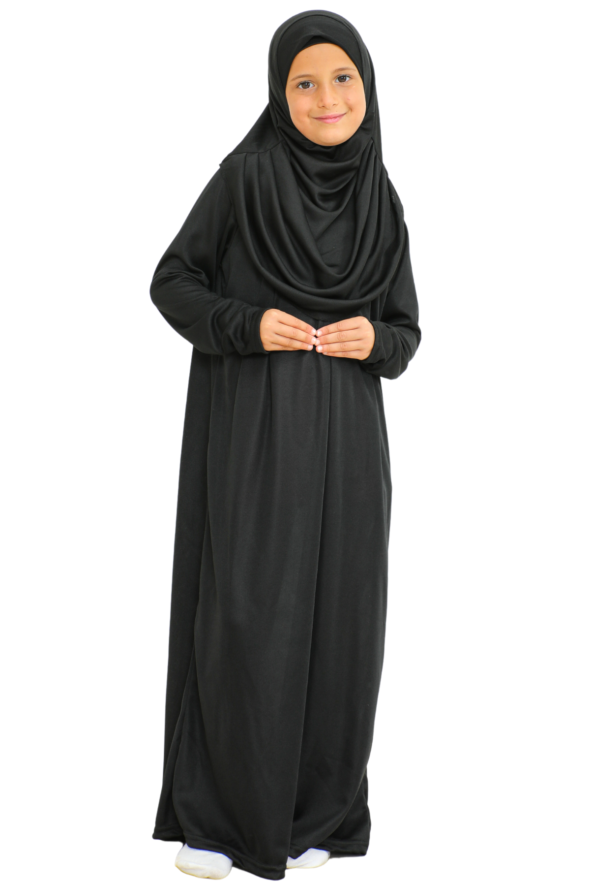 Kids Prayer Dress Muslim Clothes for Girls Long Sleeve Abaya with Hijab Two Piece Maxi Islamic Set Scarf Kaftan Jilbab