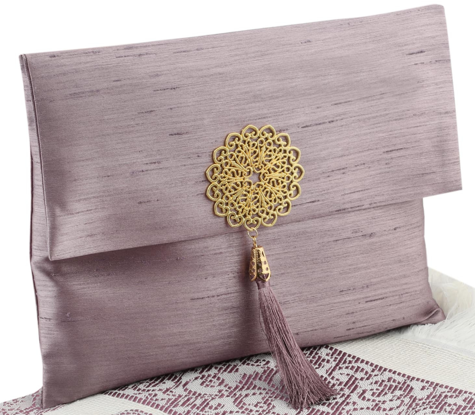 Muslim Prayer Rug With Tasbih and Portable Bag - Purple