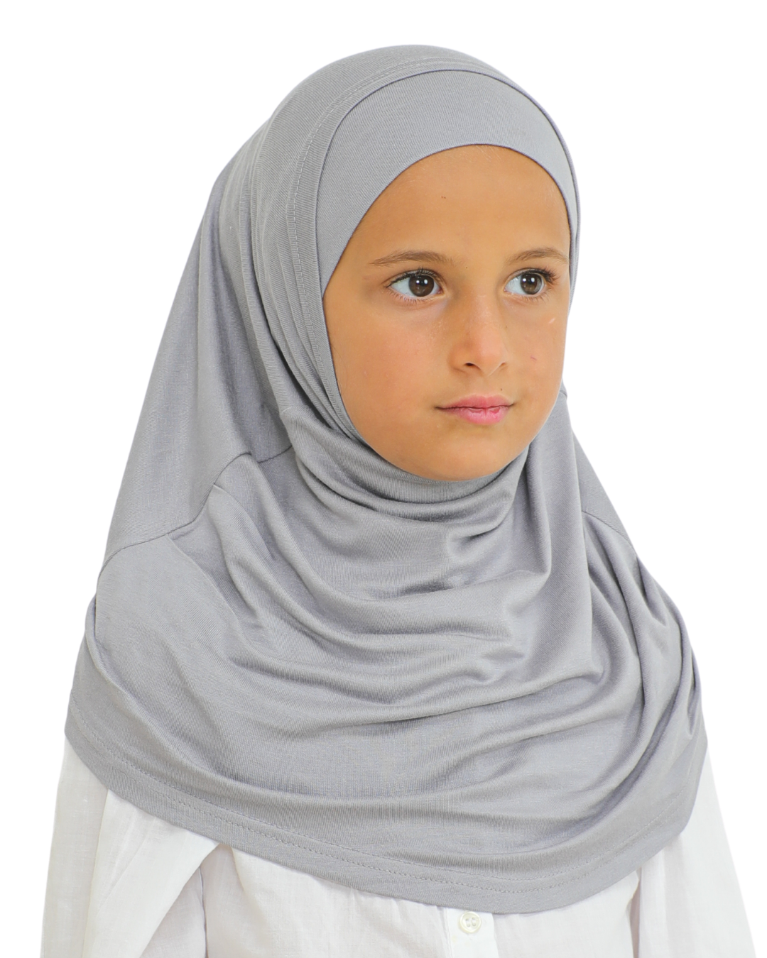 Easy To Wear Hijab For Girls Muslim Scarf for Kids - Grey