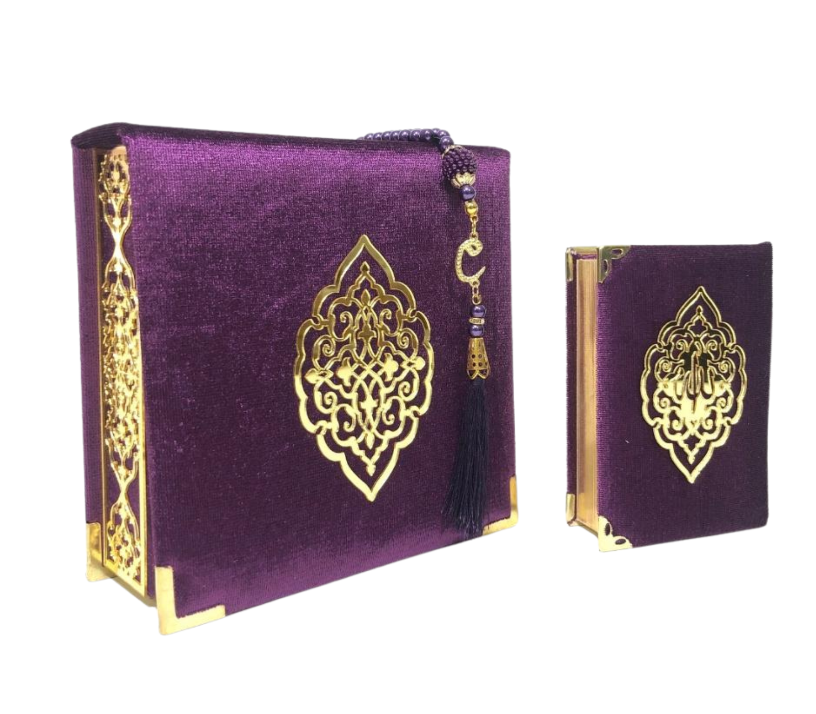 Velvet Quran Pearl Prayer Bead Set, Islamic Gifts for Eid Ramadan, Portable Box