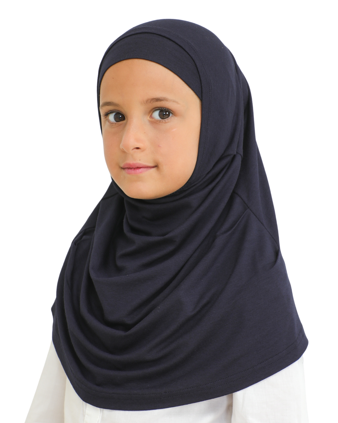 Easy To Wear Hijab For Girls Muslim Scarf for Kids - Navy Blue