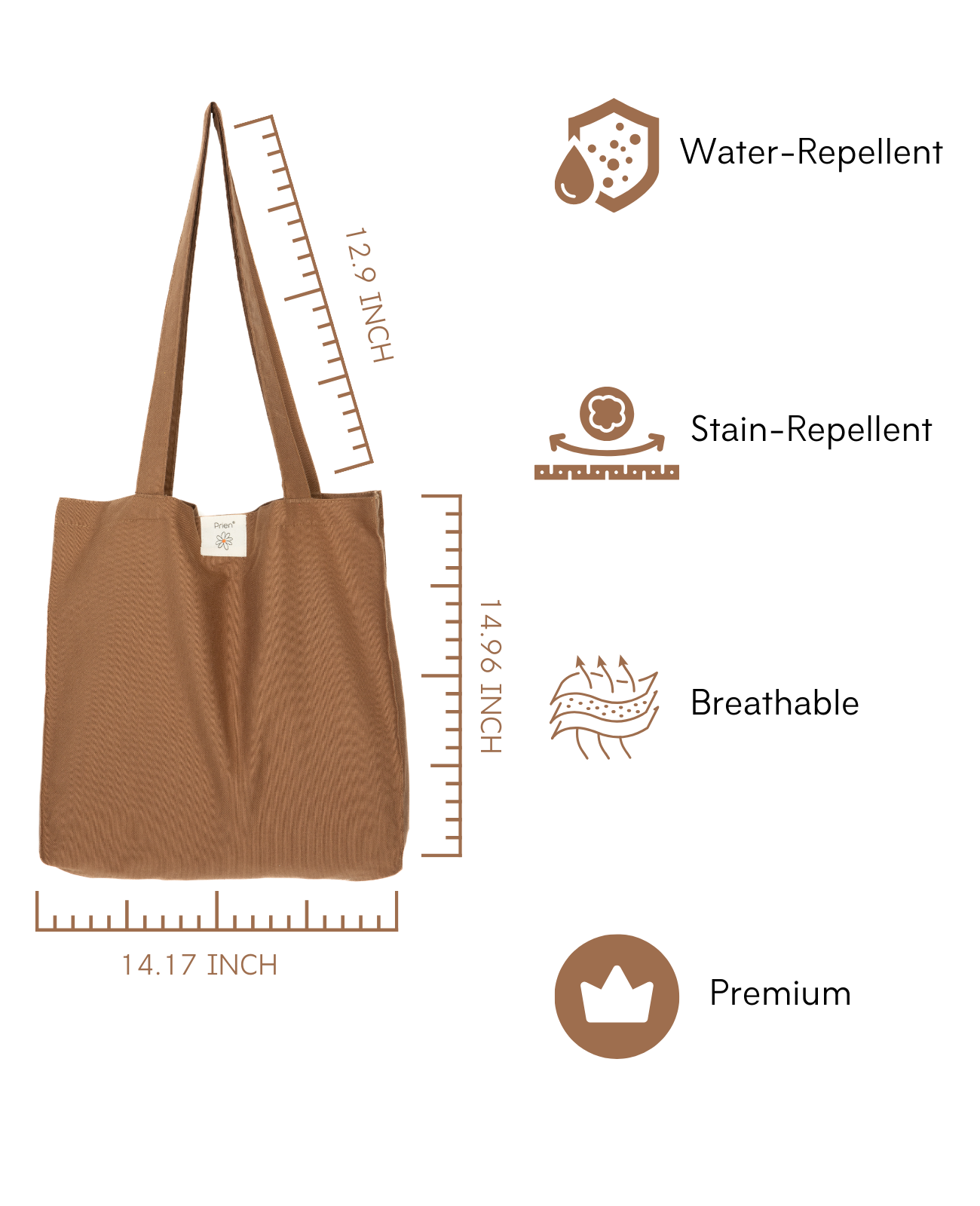 Cotton Tote Bag for Women - Brown