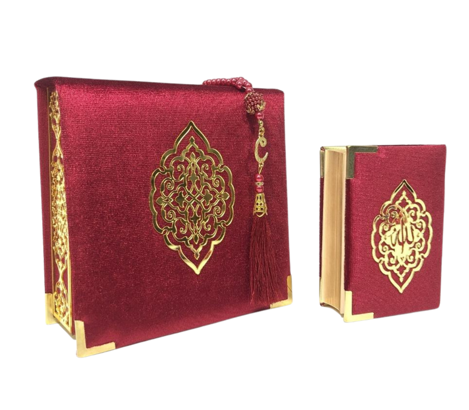 Velvet Quran Pearl Prayer Bead Set, Islamic Gifts for Eid Ramadan, Portable Box