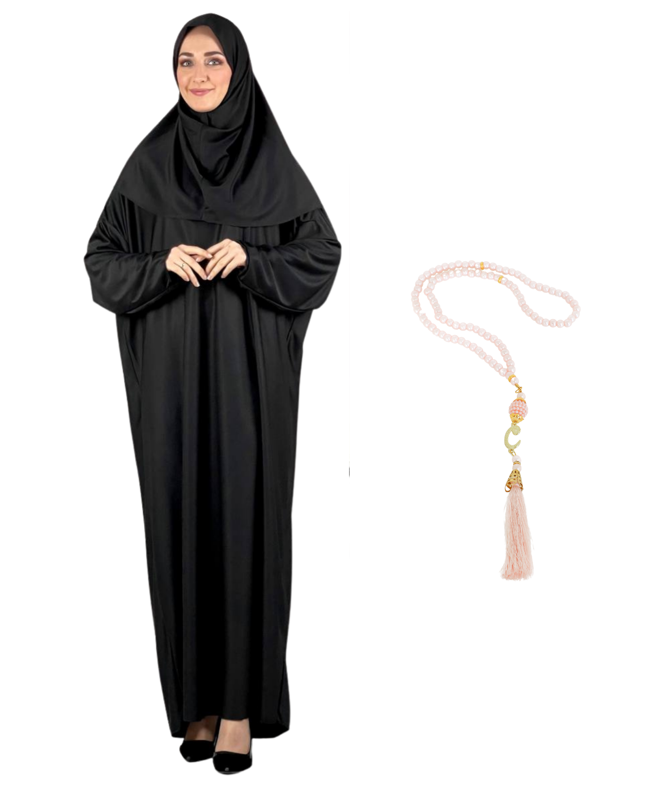 Women Prayers Clothes with Hijab Muslim Outfits Long Robe Abaya Turkish Islamic Dresses Dubai Kaftan with Rosary