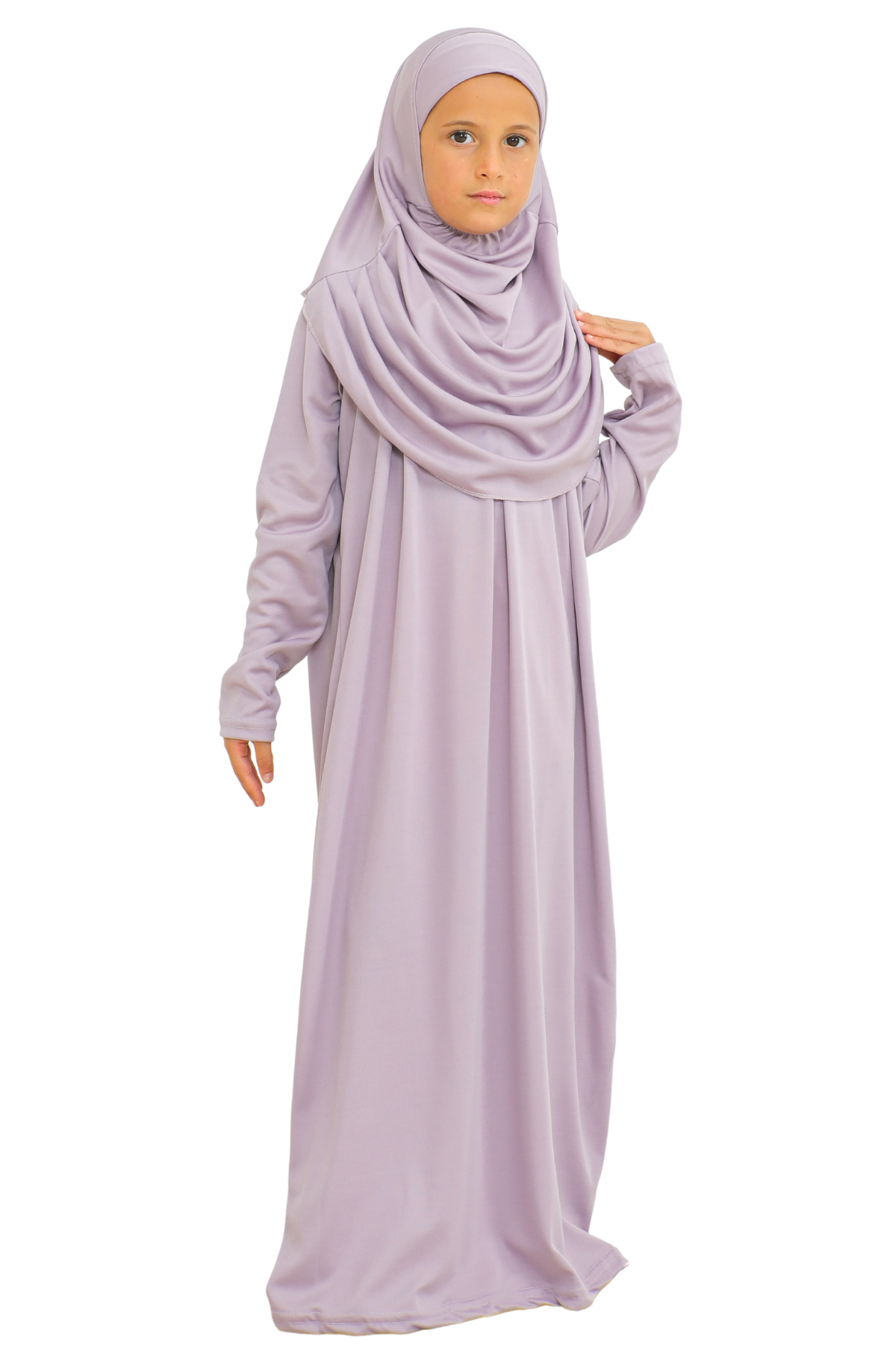 Kids Prayer Dress Muslim Clothes for Girls Long Sleeve Abaya with Hijab Two Piece Maxi Islamic Set Scarf Kaftan Jilbab