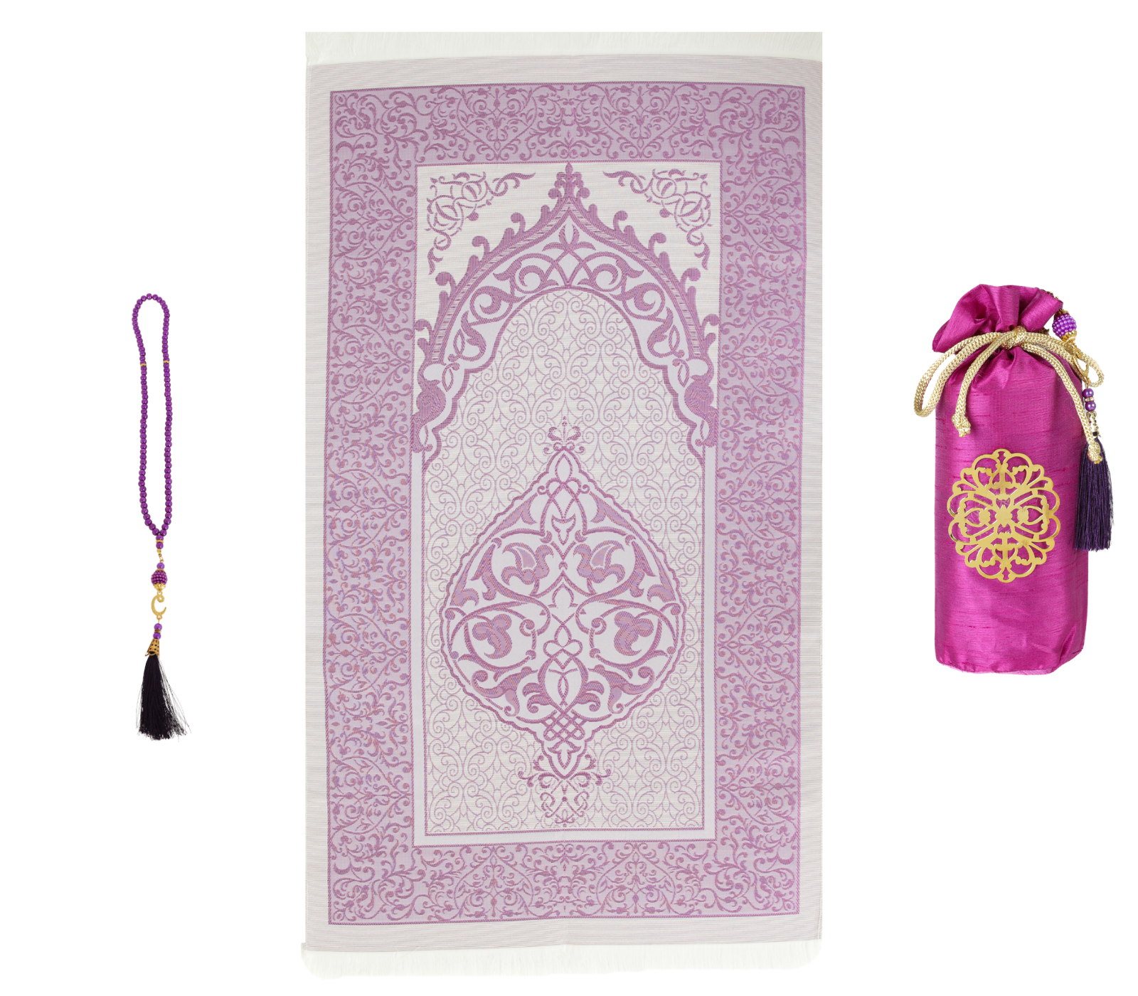 Prayer Rug with Tasbih Bag for Pray, Muslim Gifts Bayram, Mat Salah, Sajadah for Women & Men