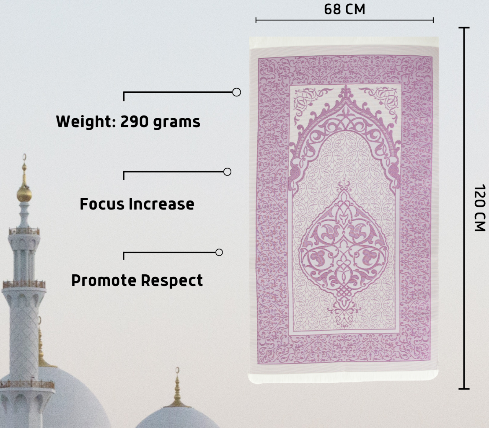 Prayer Rug with Tasbih Bag for Pray, Muslim Gifts Bayram, Mat Salah, Sajadah for Women & Men