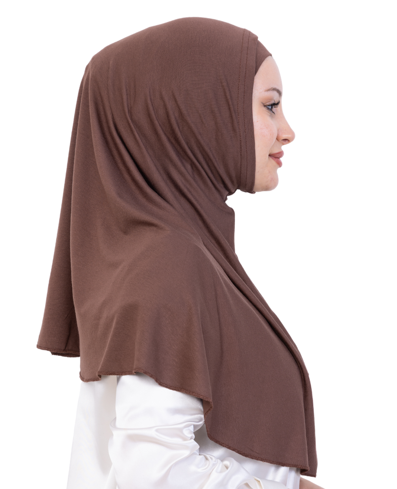 Instant Hijab With Cap Non Pleated - Brown