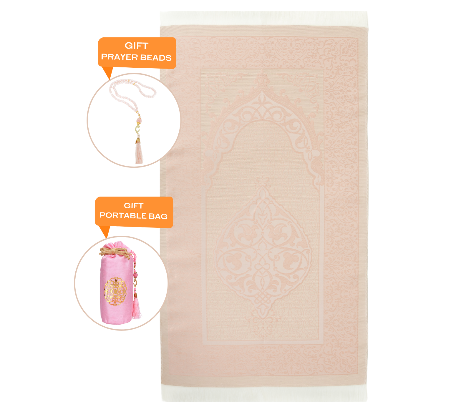 Prayer Rug with Tasbih Bag for Pray, Muslim Gifts Bayram, Mat Salah, Sajadah for Women & Men