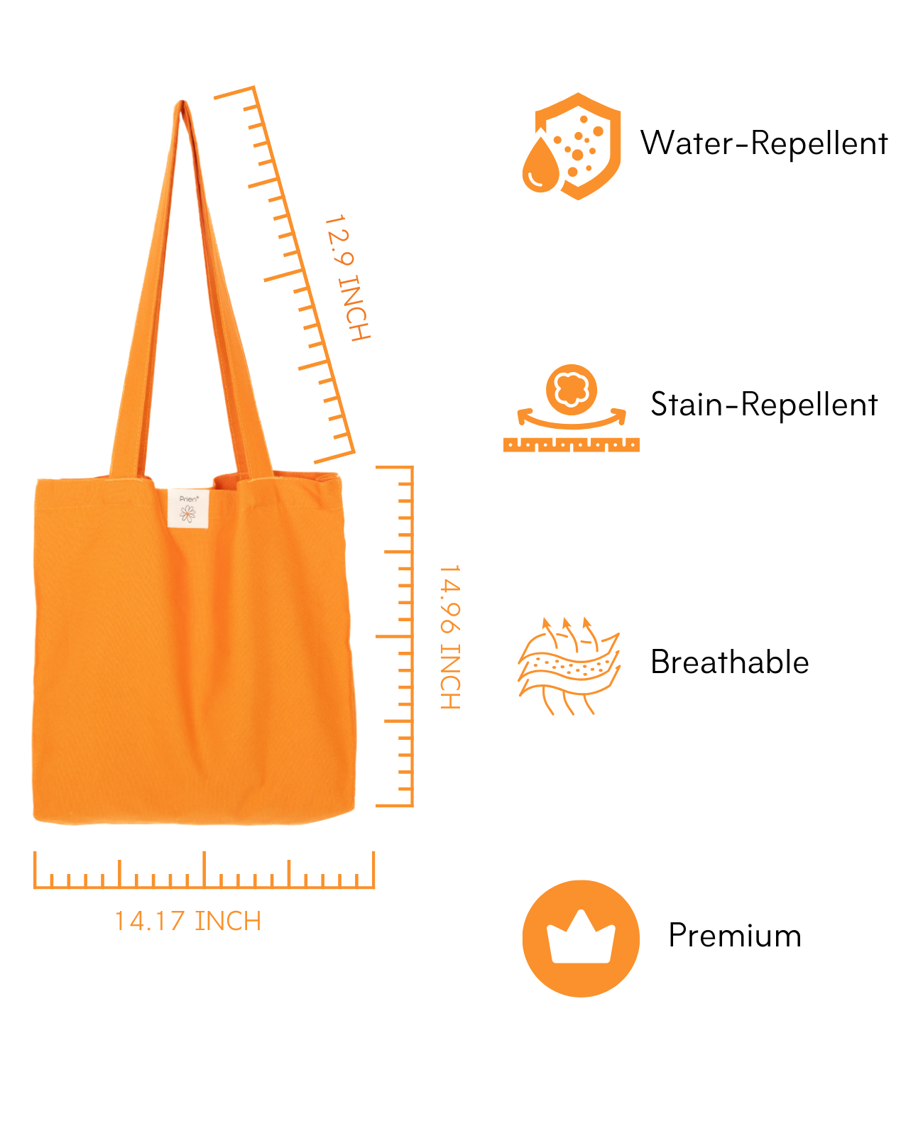 Cotton Tote Bag for Women - Orange