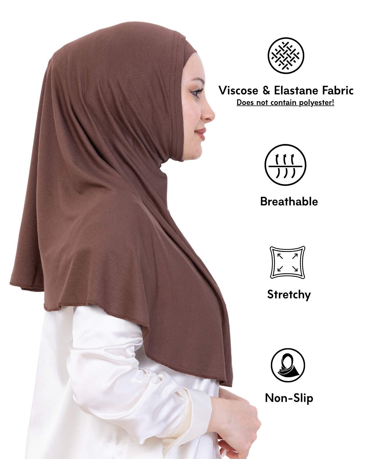 Instant Hijab With Cap Non Pleated - Black