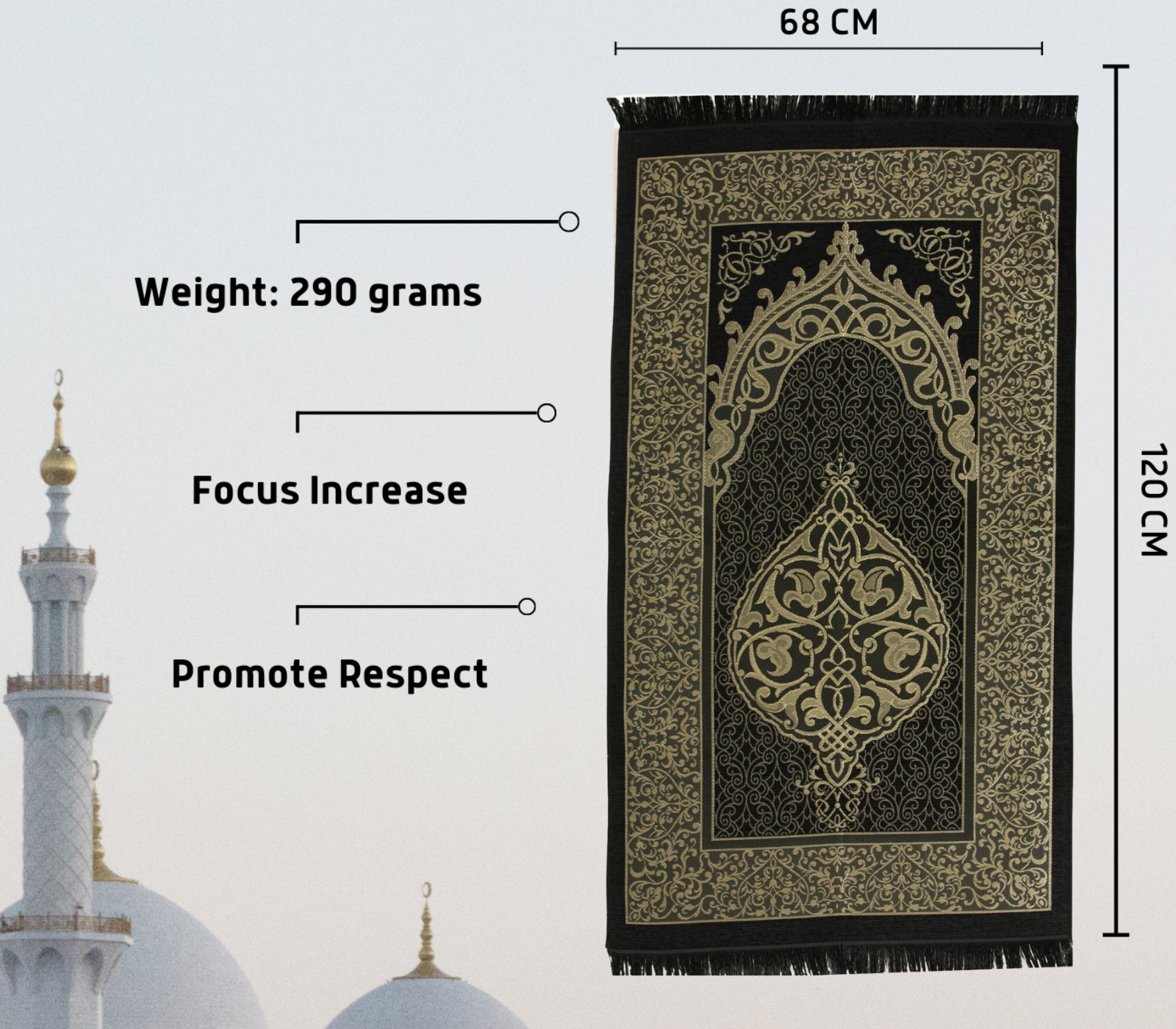 Prayer Rug with Tasbih Bag for Pray, Muslim Gifts Bayram, Mat Salah, Sajadah for Women & Men