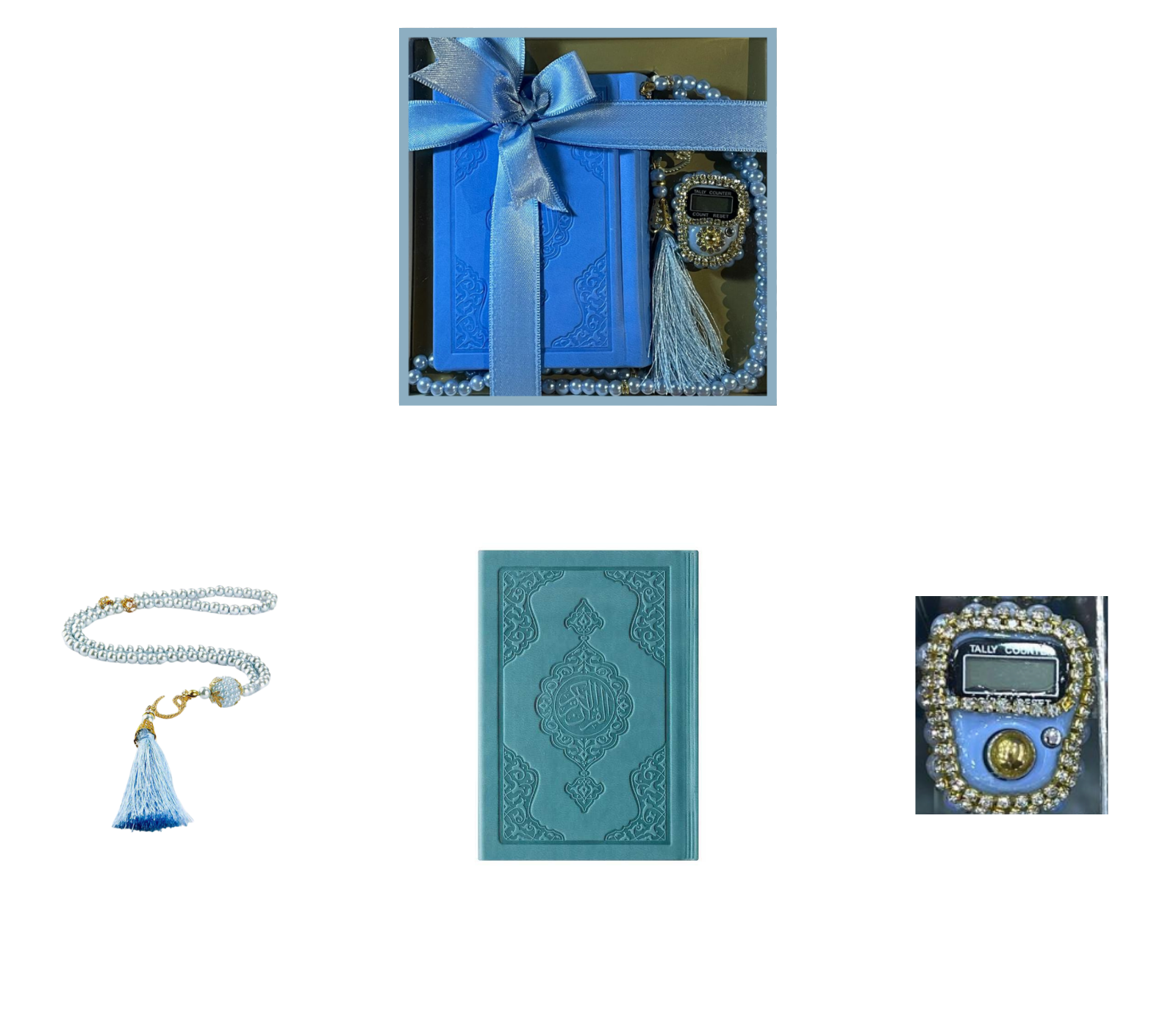 Islamic Gift Set, Thermo Leather Quran - Light Blue