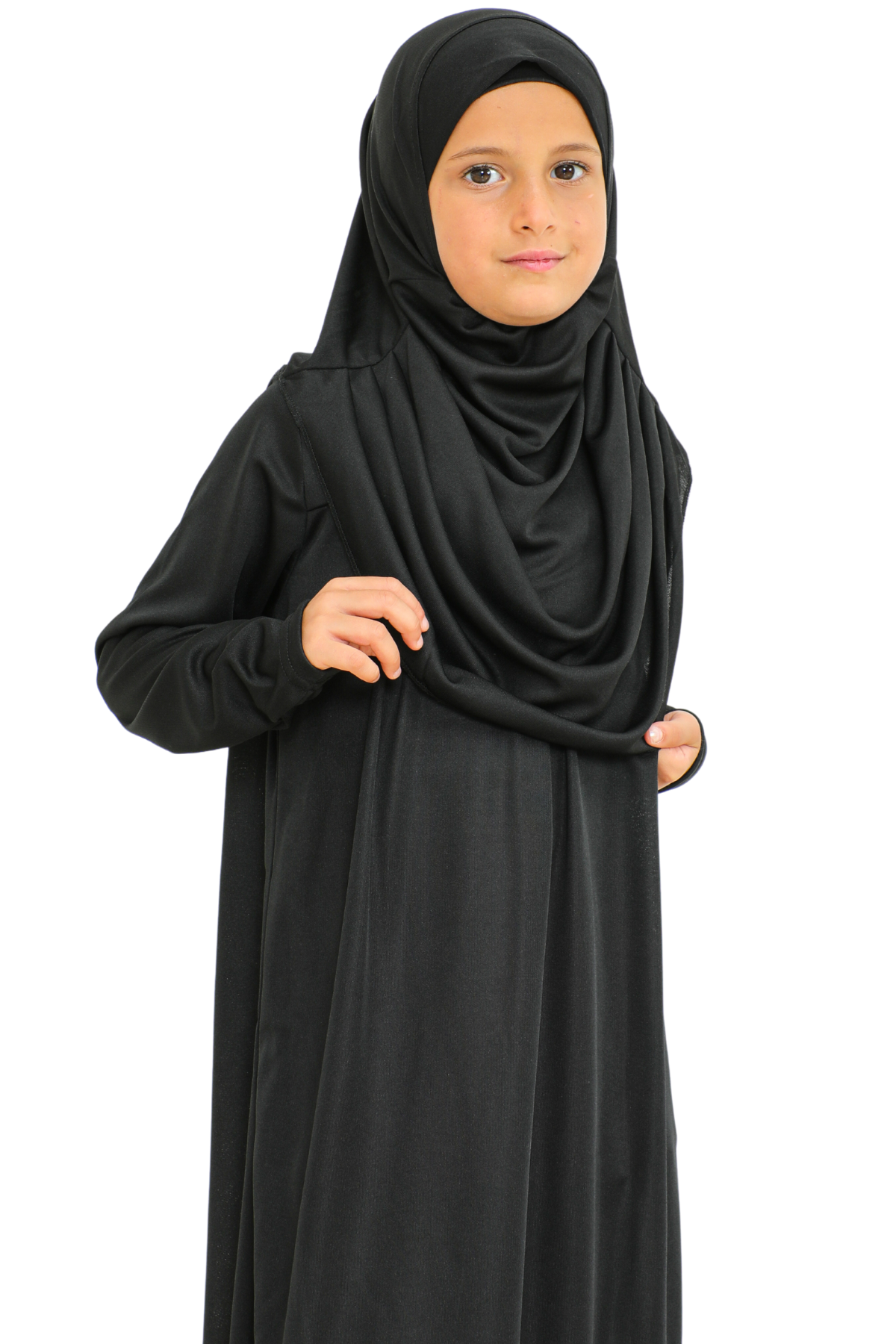 Kids Prayer Dress Muslim Clothes for Girls Long Sleeve Abaya with Hijab Two Piece Maxi Islamic Set Scarf Kaftan Jilbab