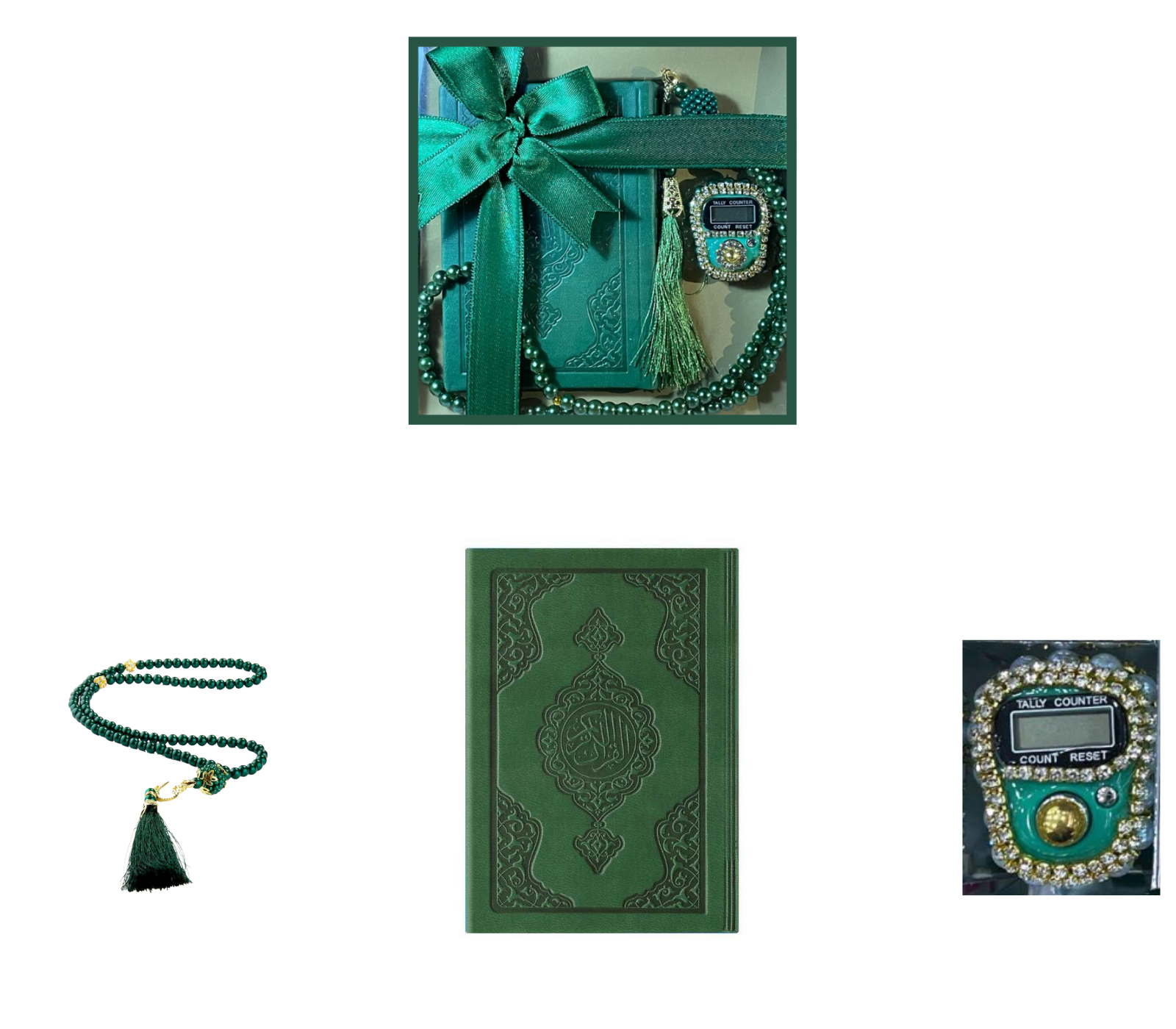 Islamic Gift Set, Thermo Leather Quran - Green