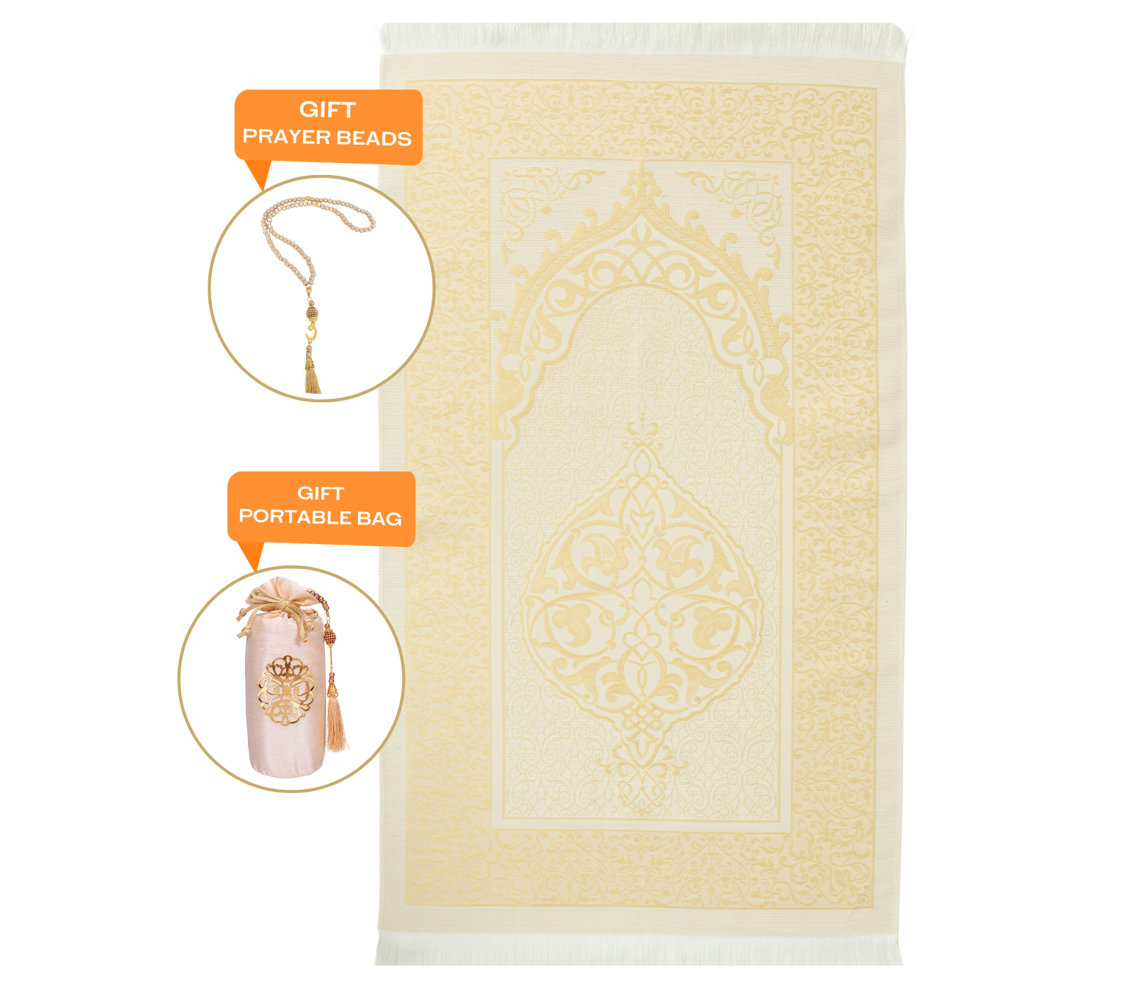 Prayer Rug with Tasbih Bag for Pray, Muslim Gifts Bayram, Mat Salah, Sajadah for Women & Men