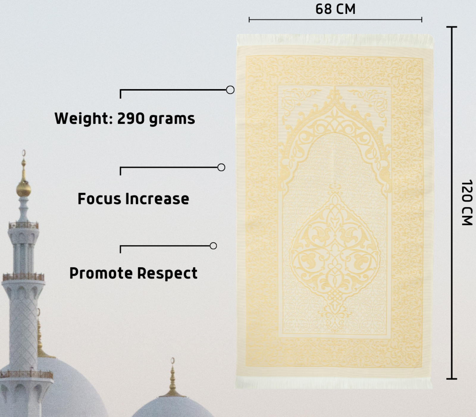 Prayer Rug with Tasbih Bag for Pray, Muslim Gifts Bayram, Mat Salah, Sajadah for Women & Men