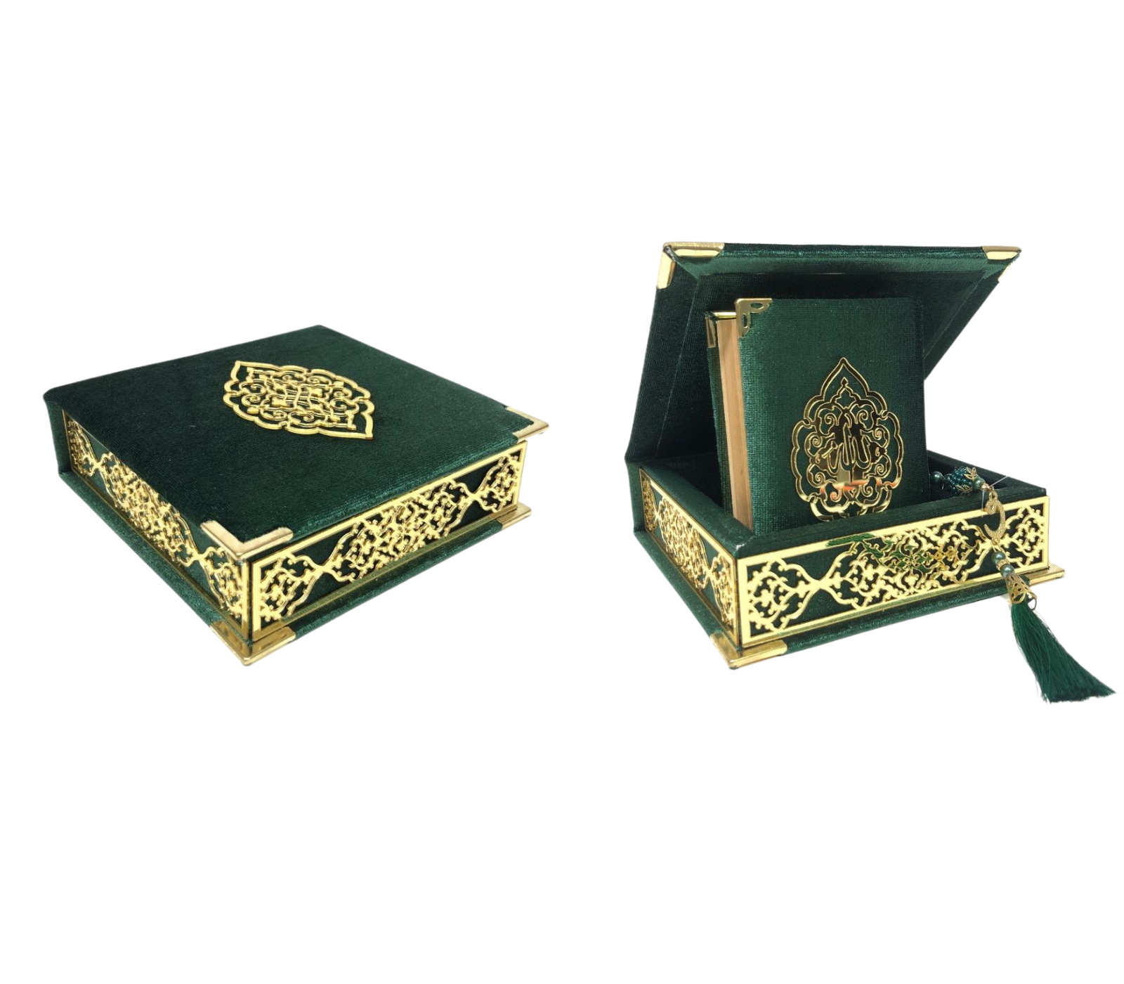 Velvet Quran Pearl Prayer Bead Set, Islamic Gifts for Eid Ramadan, Portable Box