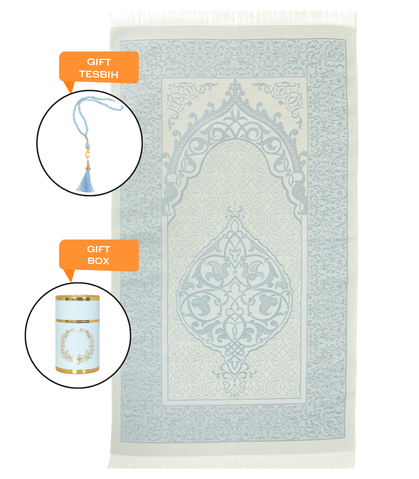 Muslim Prayer Rug With Tasbih For Islamic Gifts, Portable Islam Gift Box