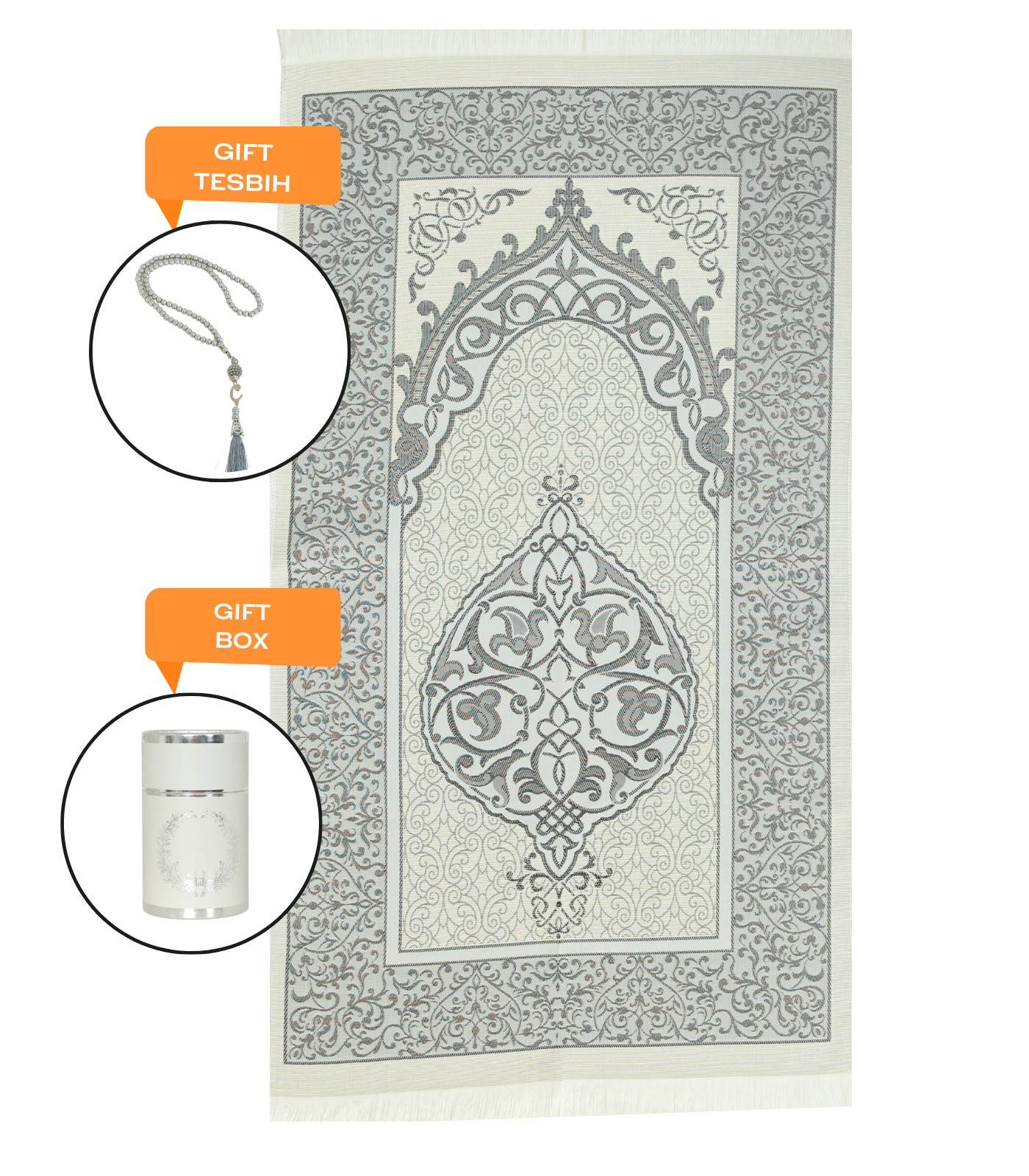 Muslim Prayer Rug With Tasbih For Islamic Gifts, Portable Islam Gift Box