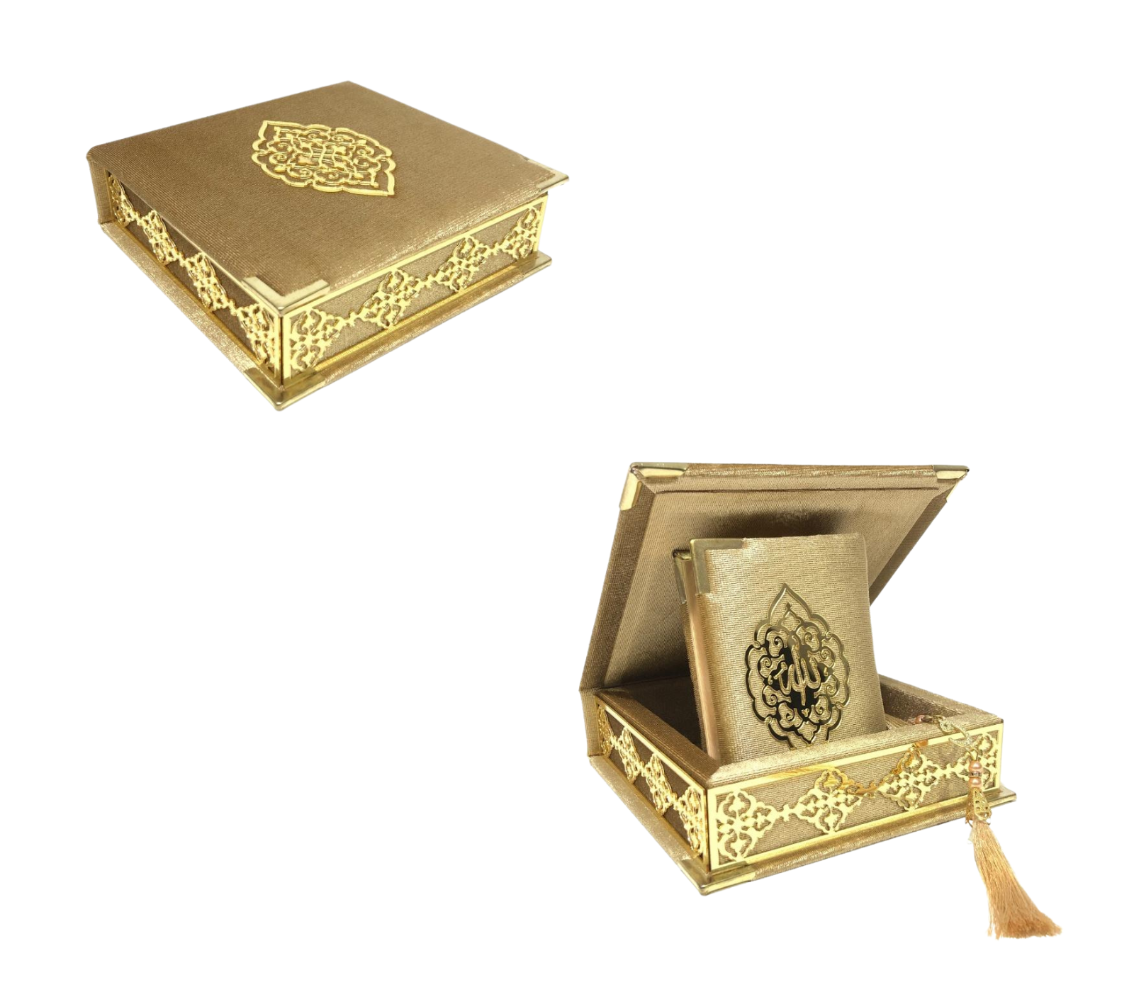 Velvet Quran Pearl Prayer Bead Set, Islamic Gifts for Eid Ramadan, Portable Box