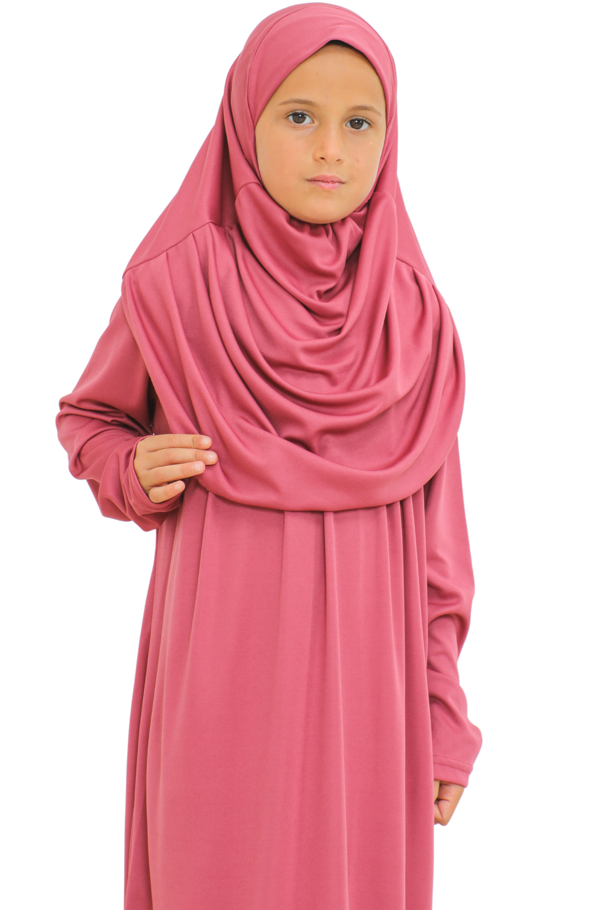 Kids Prayer Dress Muslim Clothes for Girls Long Sleeve Abaya with Hijab Two Piece Maxi Islamic Set Scarf Kaftan Jilbab