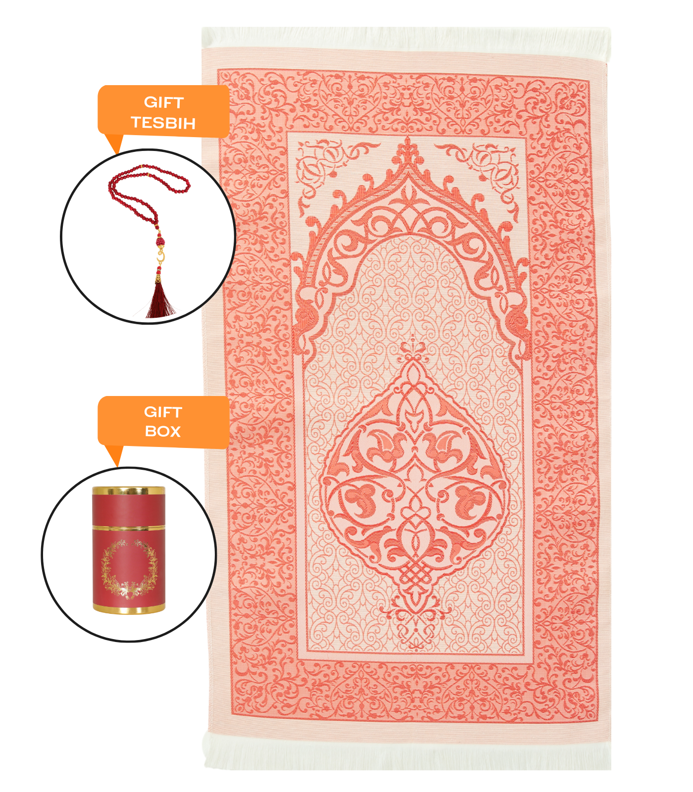 Muslim Prayer Rug With Tasbih For Islamic Gifts, Portable Islam Gift Box