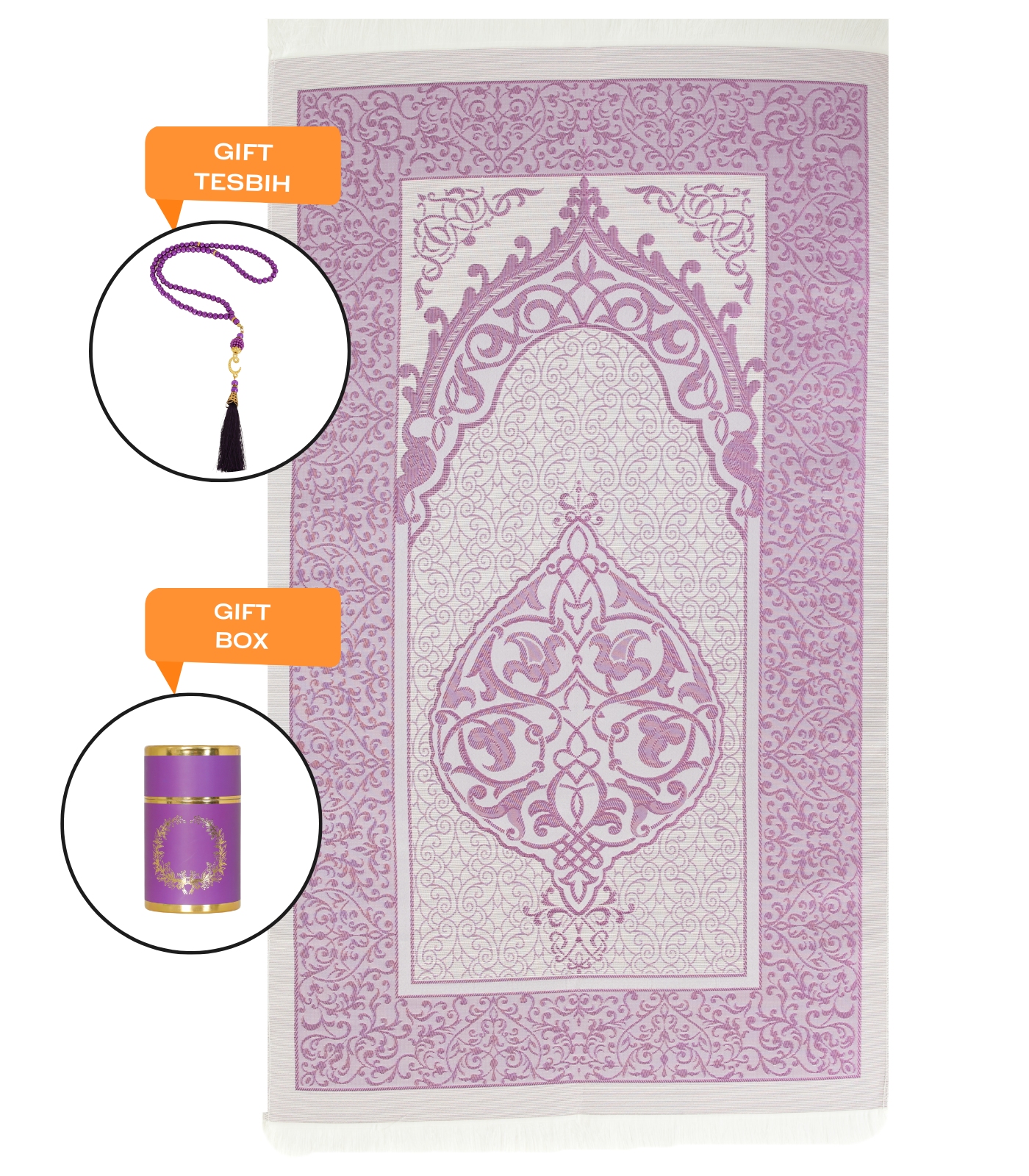 Muslim Prayer Rug With Tasbih For Islamic Gifts, Portable Islam Gift Box